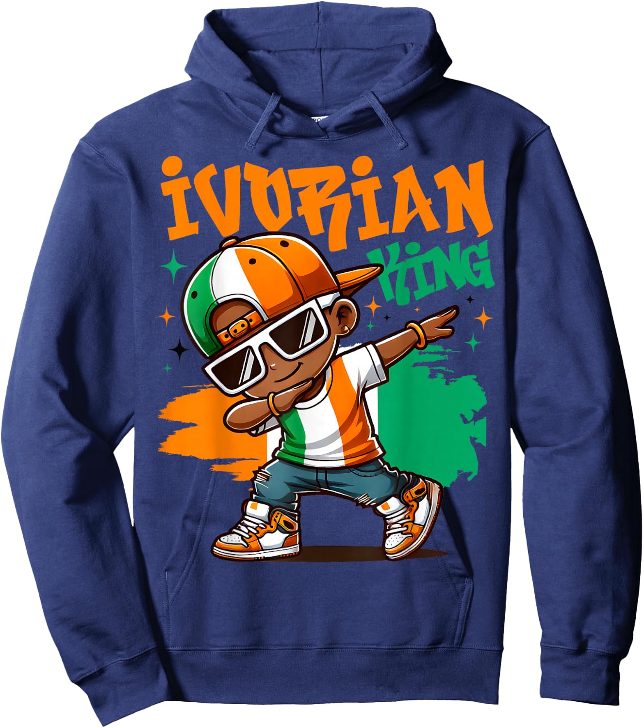 Ivory Coast Flag of King Ivorian Pride for Kids , Black, S Hoodie - Hoodie | Navy