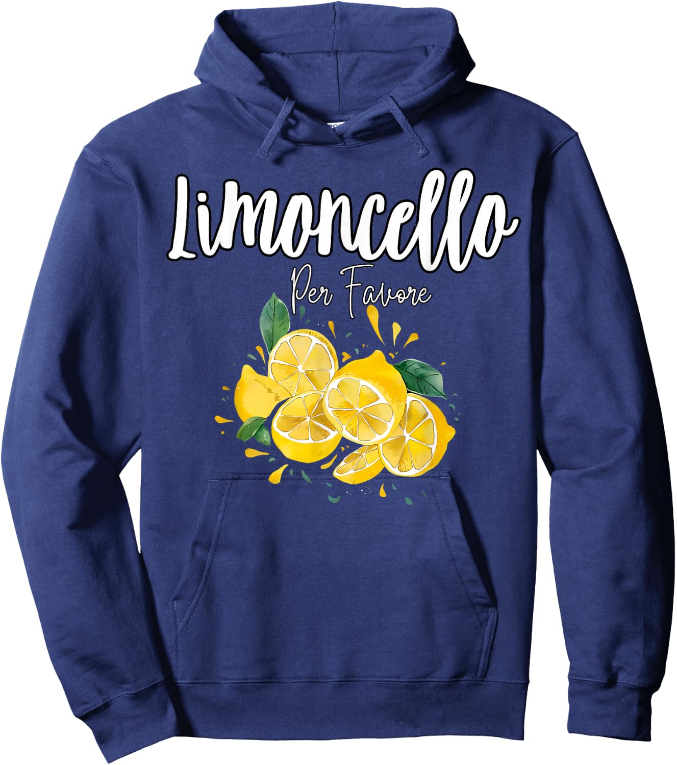 Funny Italian Lemon Liqueur Limoncello Per Favore , Black, S Hoodie - Hoodie | Navy