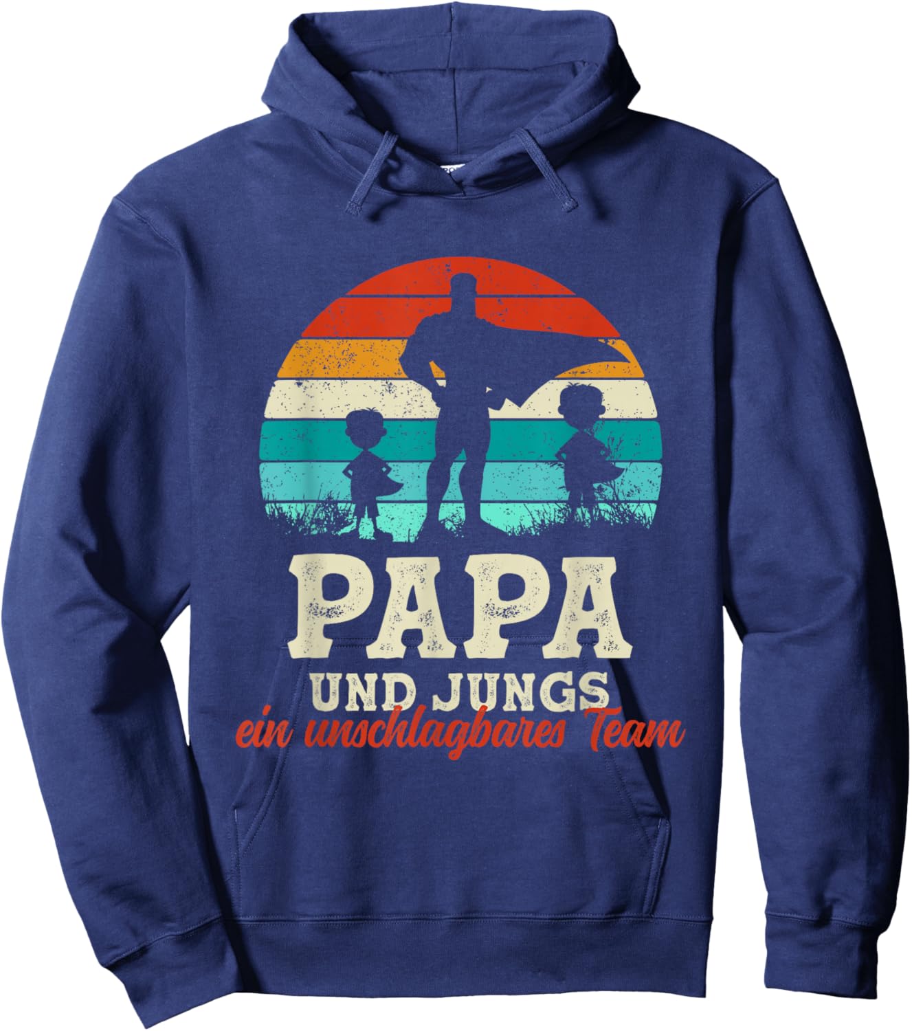 Team Papa Zwei Söhne Kinder Jungs Vatertag Bester Super Papa Hoodie - Hoodie | Navy