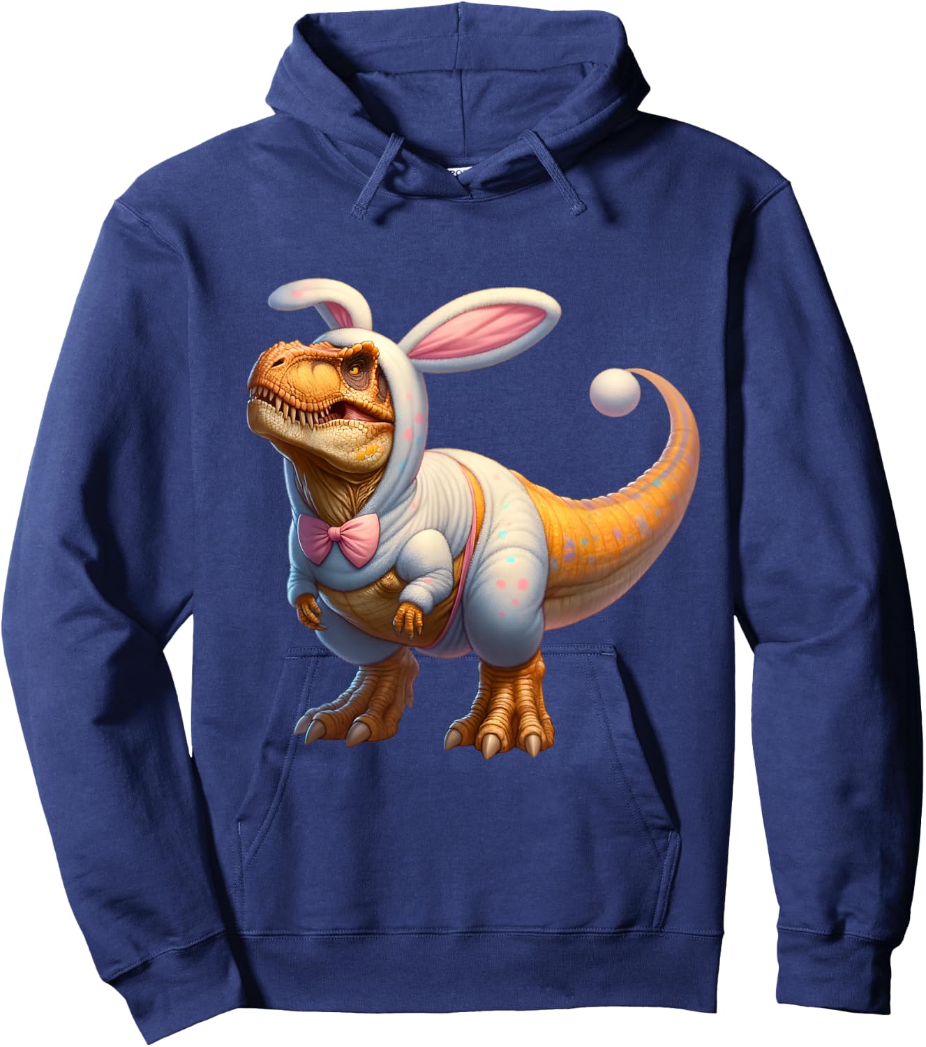 Funny easter bunny dinosaur t-rex apparel -Adults, -Kids Multicolor Cartoon Dinosaur Easter Classic Small Short Sleeve Hoodie - Hoodie | Navy