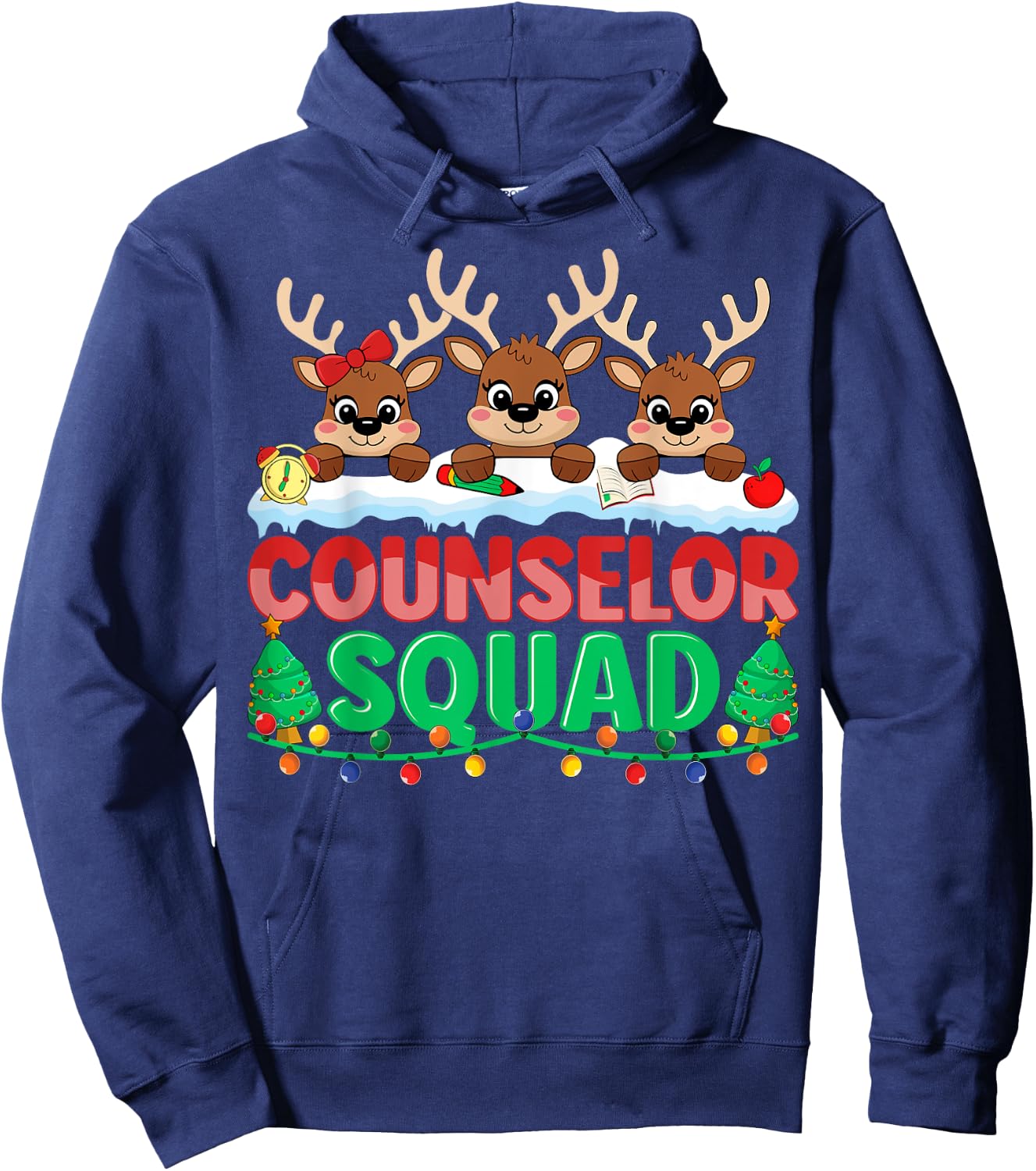 Counselor Squad Reindeer Xmas School Counselor Christmas Hoodie - Hoodie | Navy