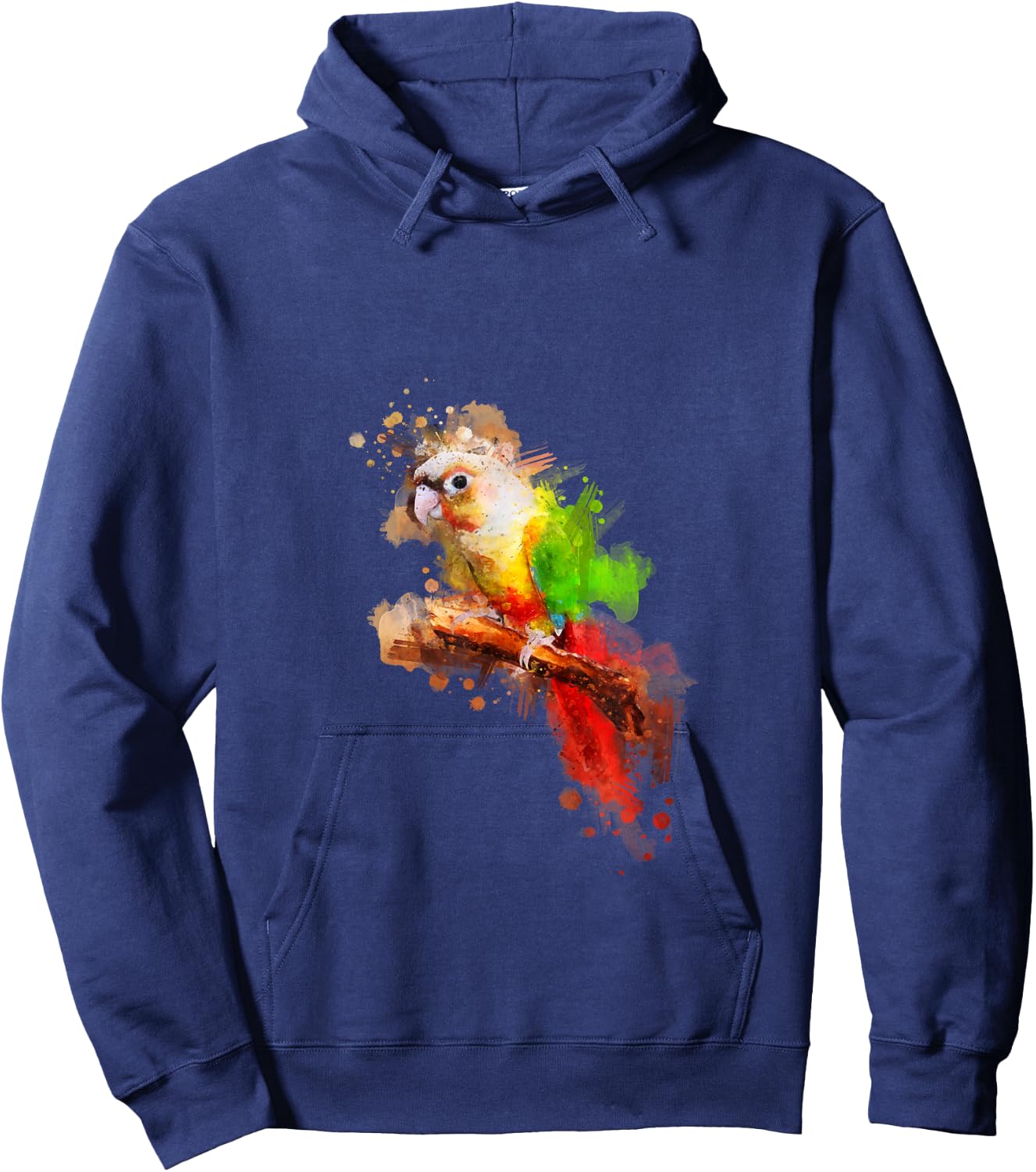 Watercolor Pineapple Green Cheek Conure parrot Hoodie - Hoodie | Navy
