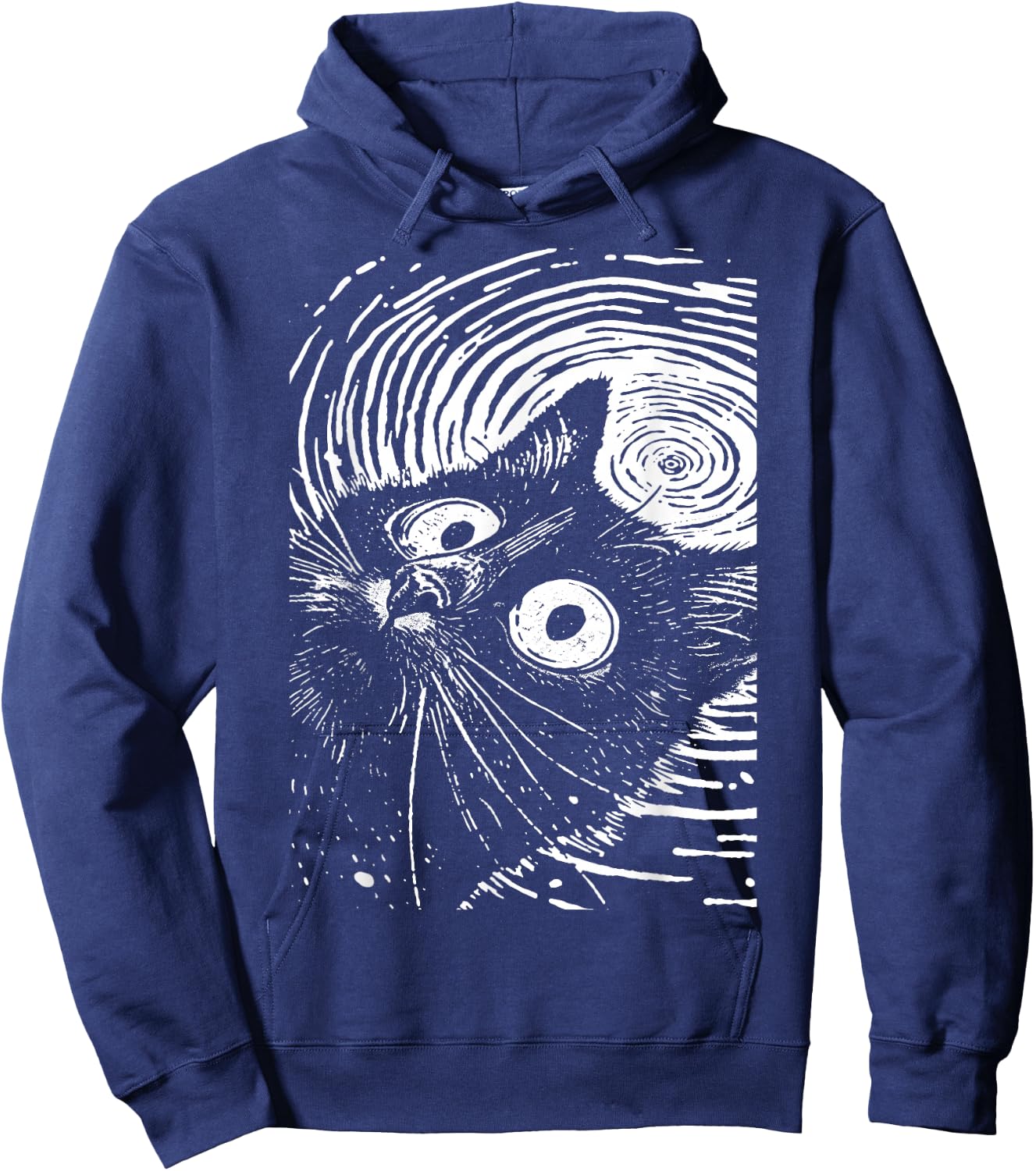 Trippy Cat | Pastel Goth Gothic Grunge Alt Punk Weirdcore Hoodie - Hoodie | Navy