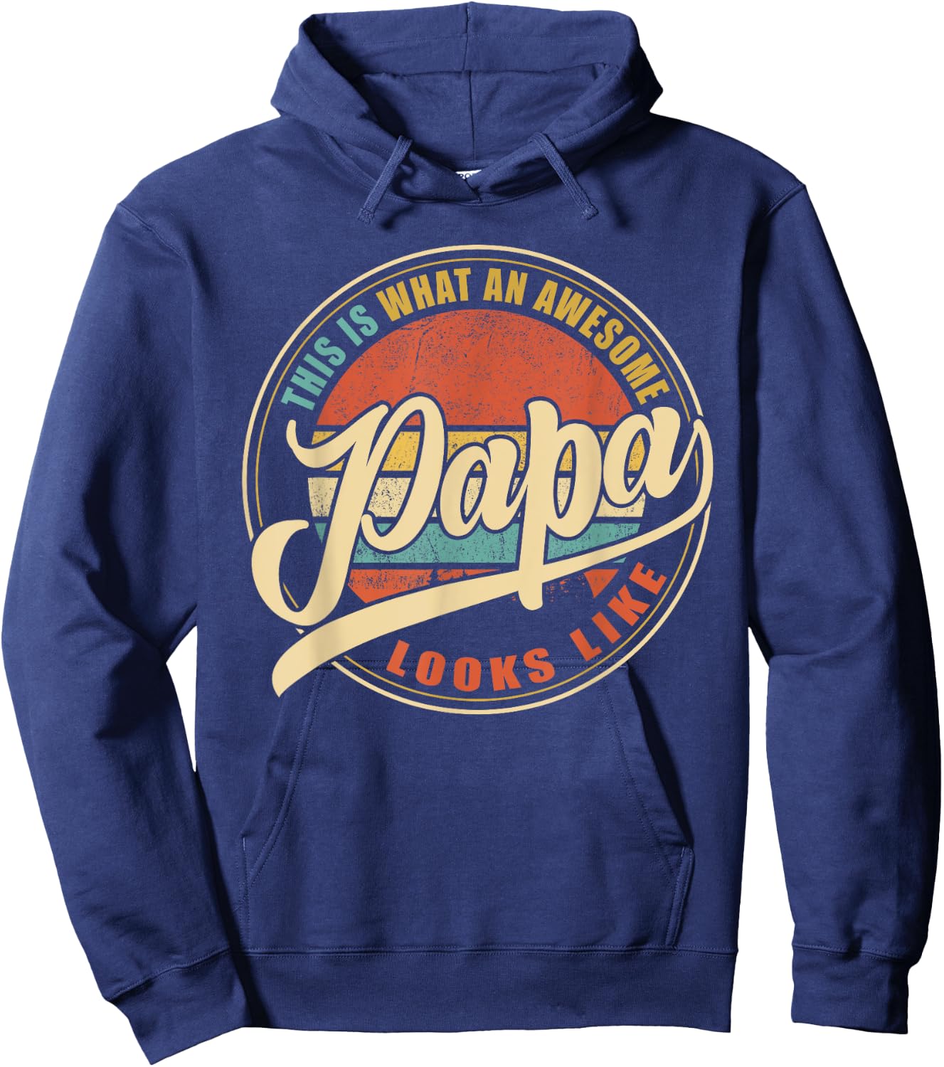 Men's Awesome Vintage Dad, Papa, Grandpa Black - Classic Fit, Short Sleeve Hoodie - Hoodie | Navy