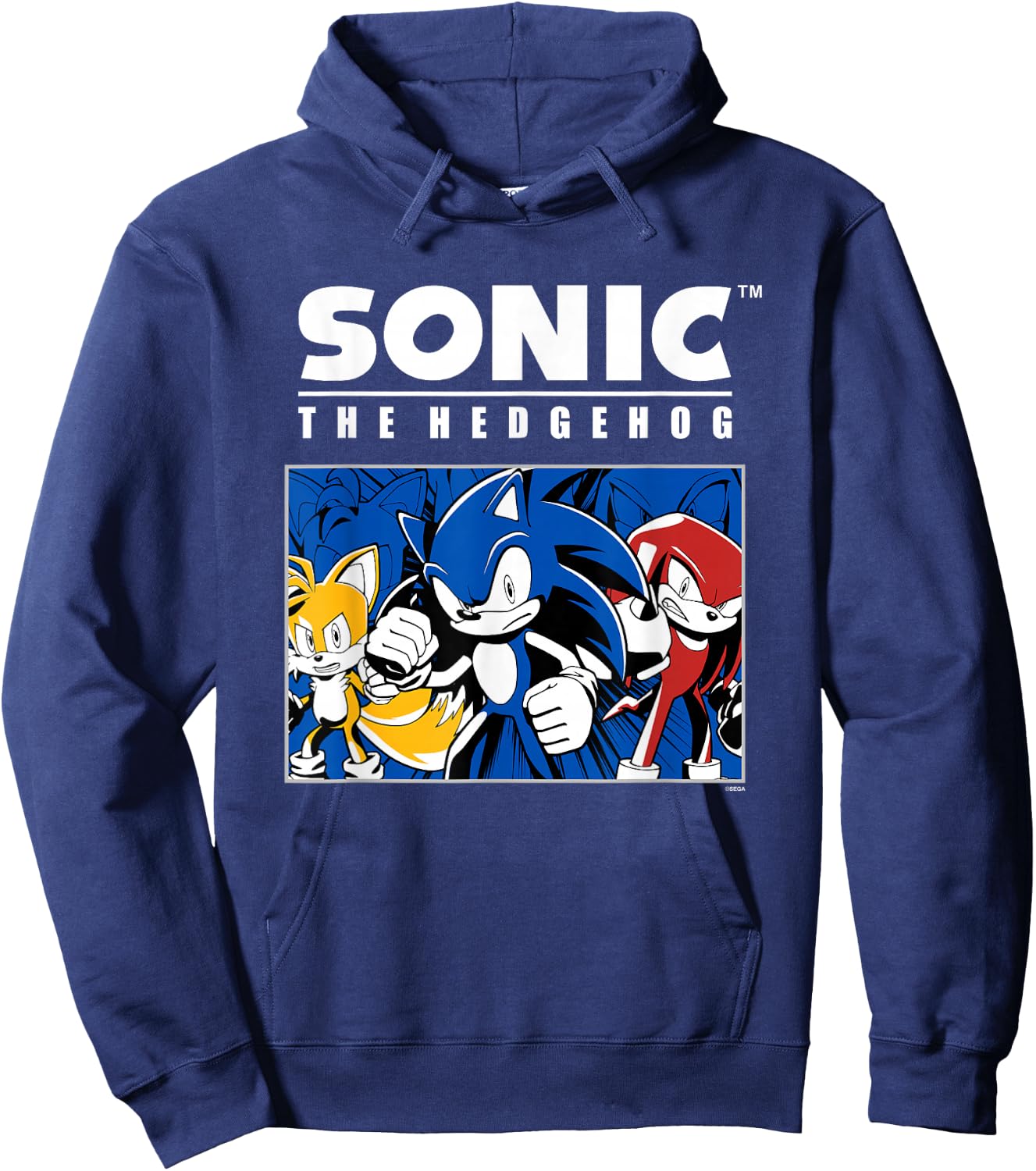Sonic The Hedgehog Tails Sonic & Knuckles Epic Retro Panel Hoodie - Hoodie | Navy