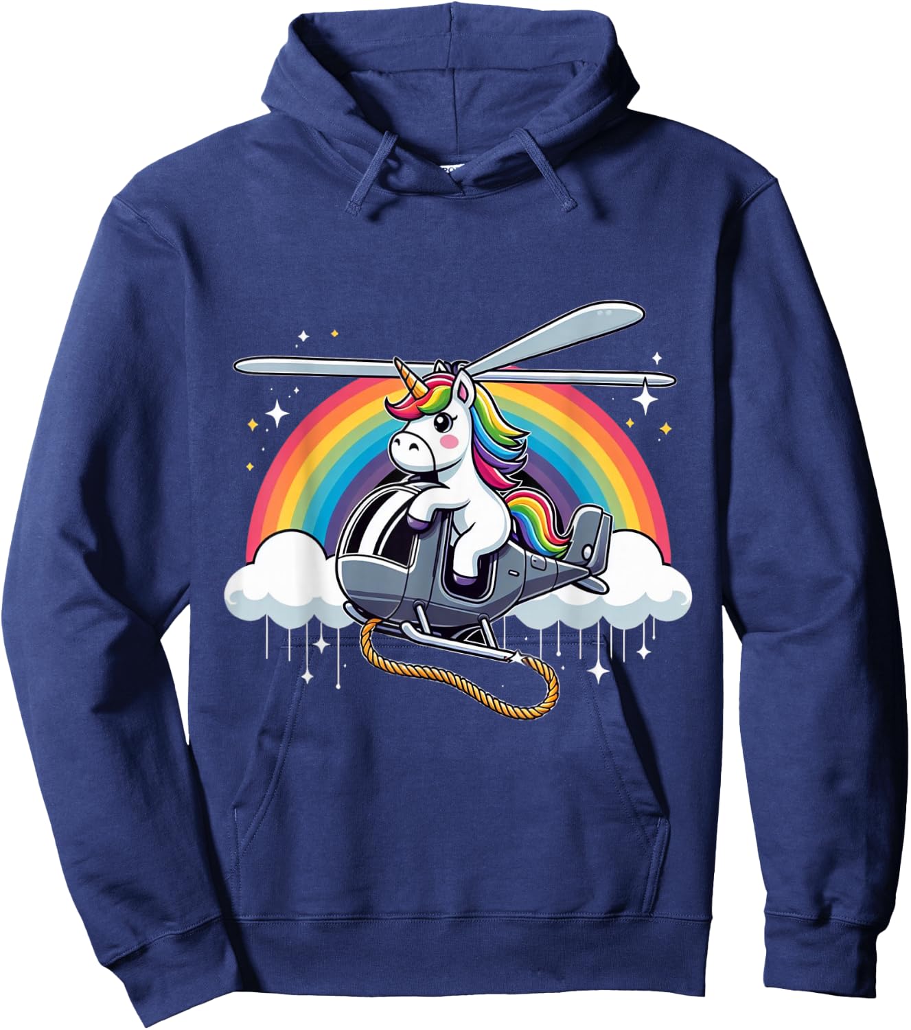 Unicorn Riding Helicopter Hoodie - Hoodie | Navy