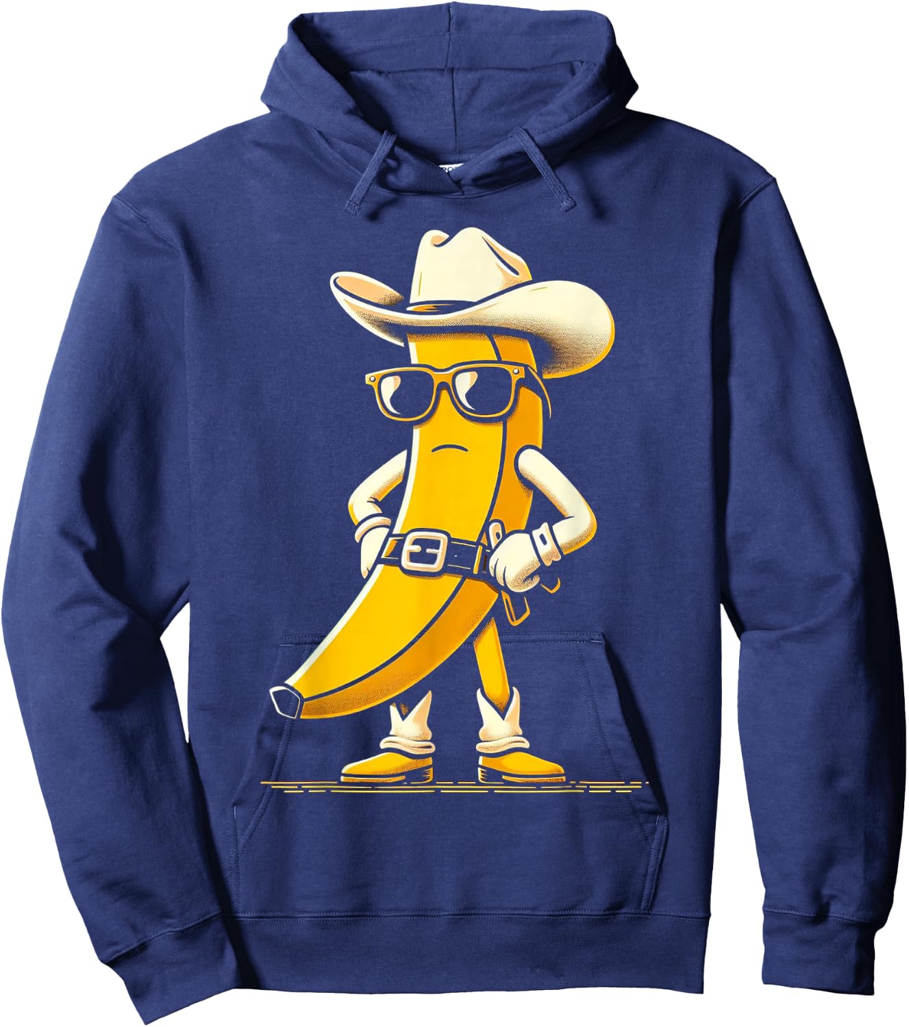 Banana Cowboy Cowgirl Country Western Novelty Funny Banana Hoodie - Hoodie | Navy