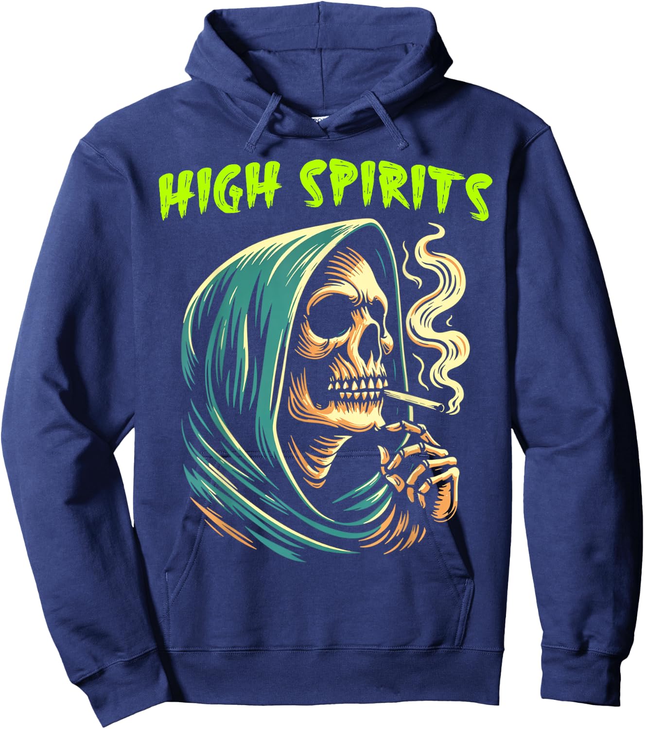High Spirits Skull Smoking Reaper Grim Reaper High Spirits Hoodie - Hoodie | Navy