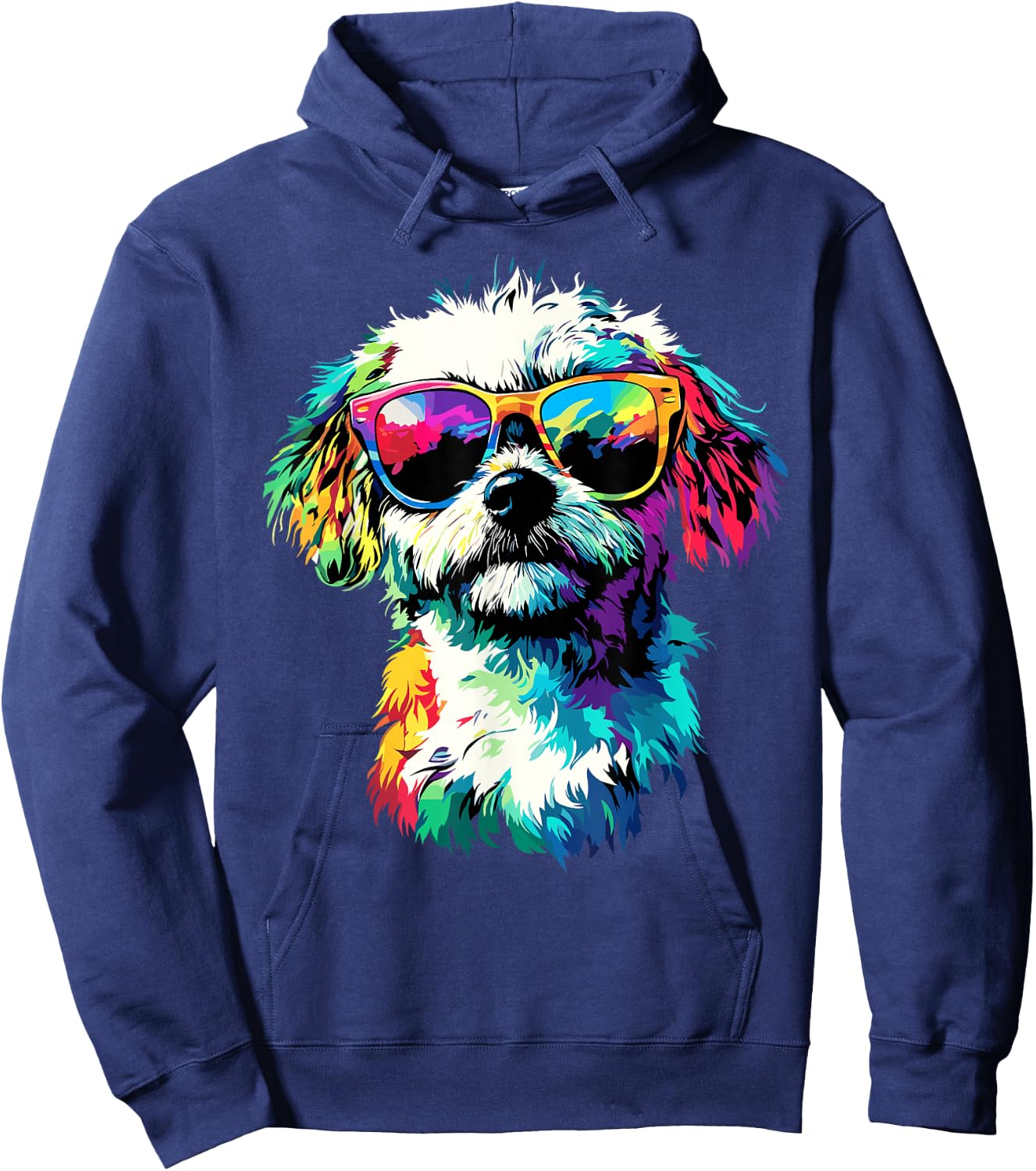 Maltese Dog with Sunglasses I Love Cute Maltese Dogs Hoodie - Hoodie | Navy