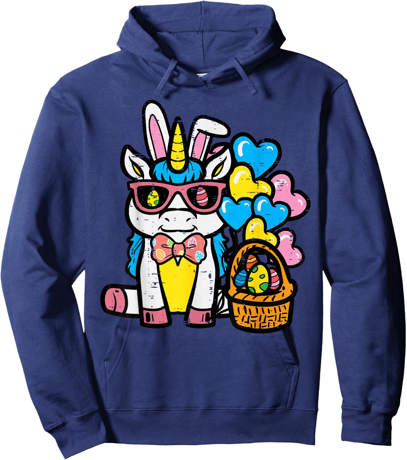 Easter Unicorn Bunny Eggs Basket Toddler Girls Kids Women Hoodie - Hoodie | Navy