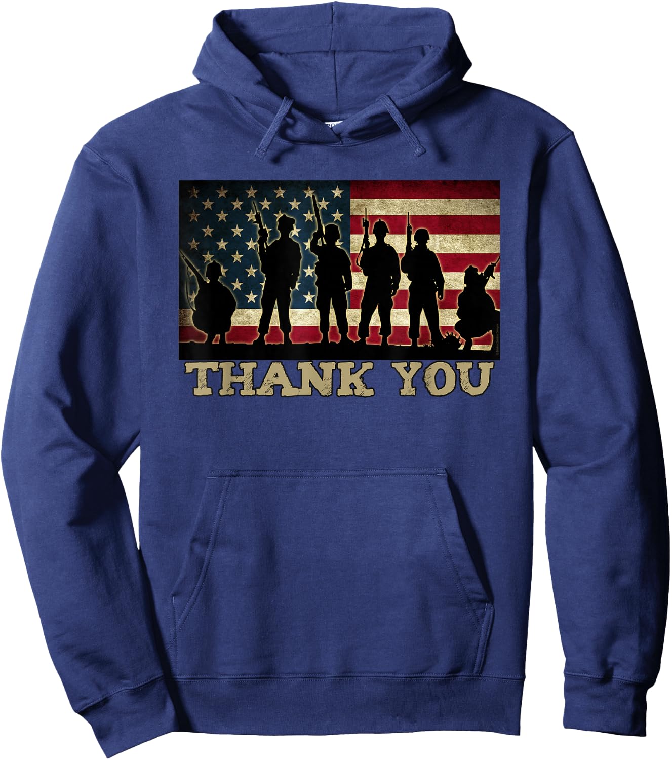 Patriotic Thank You Soldiers Veterans American Flag Military Hoodie - Hoodie | Navy