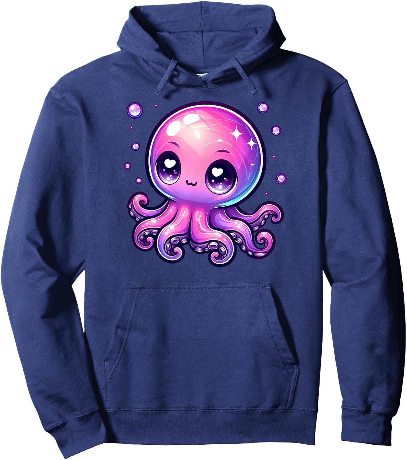 Cute Kawaii Octopus Anime Pink Purple Blue Ocean Sea Fun Hoodie - Hoodie | Navy