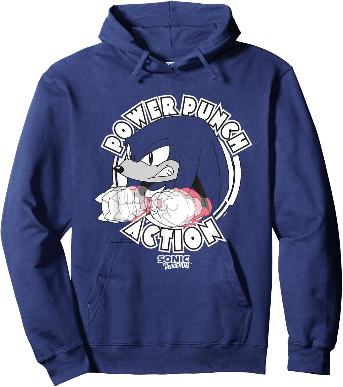 Sonic The Hedgehog Power Punch Action Knuckles Hoodie - Hoodie | Navy
