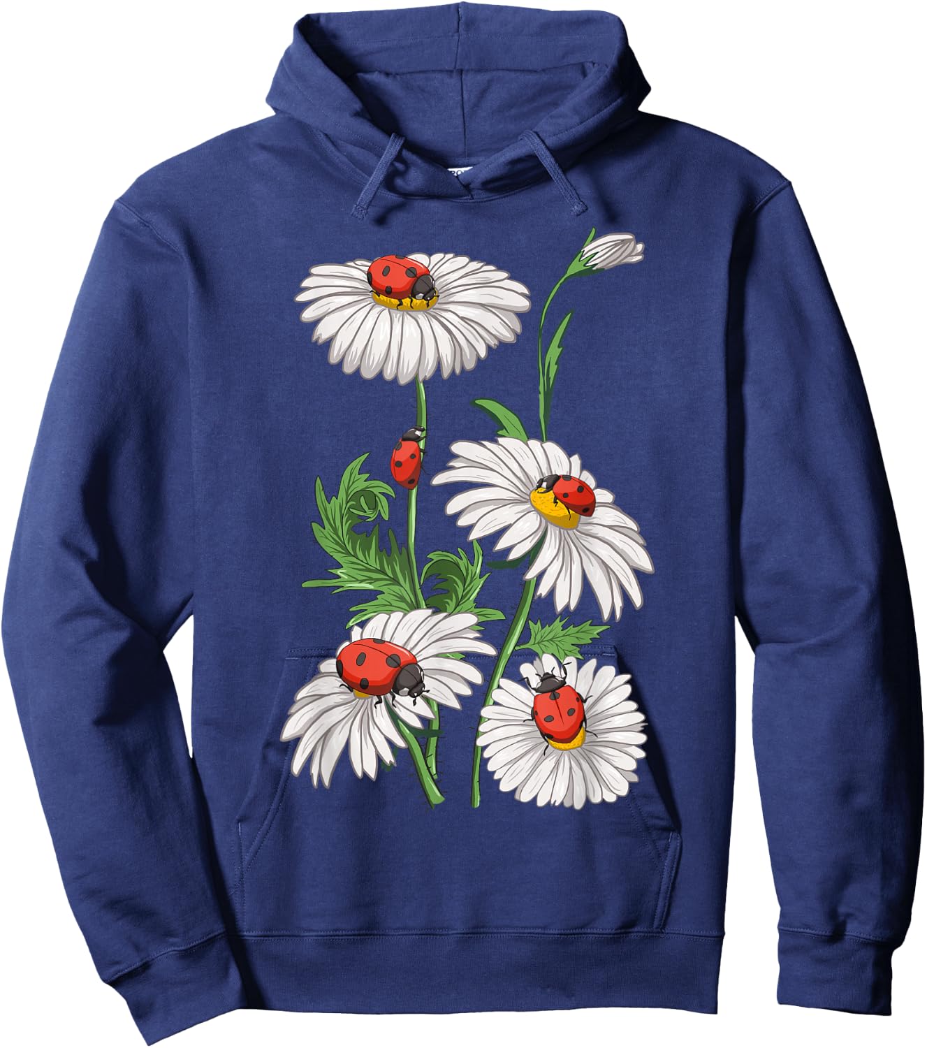 Ladybugs Daisies Chamomile Marguerites Bouquet Gardeners Hoodie - Hoodie | Navy