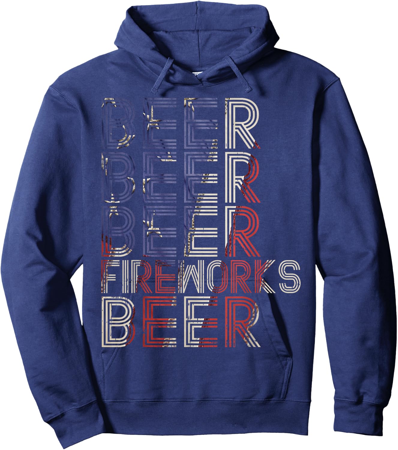 Beer Fireworks Retro 4th Of July Party Parade Drinking Team Women Men Hoodie - Hoodie | Navy