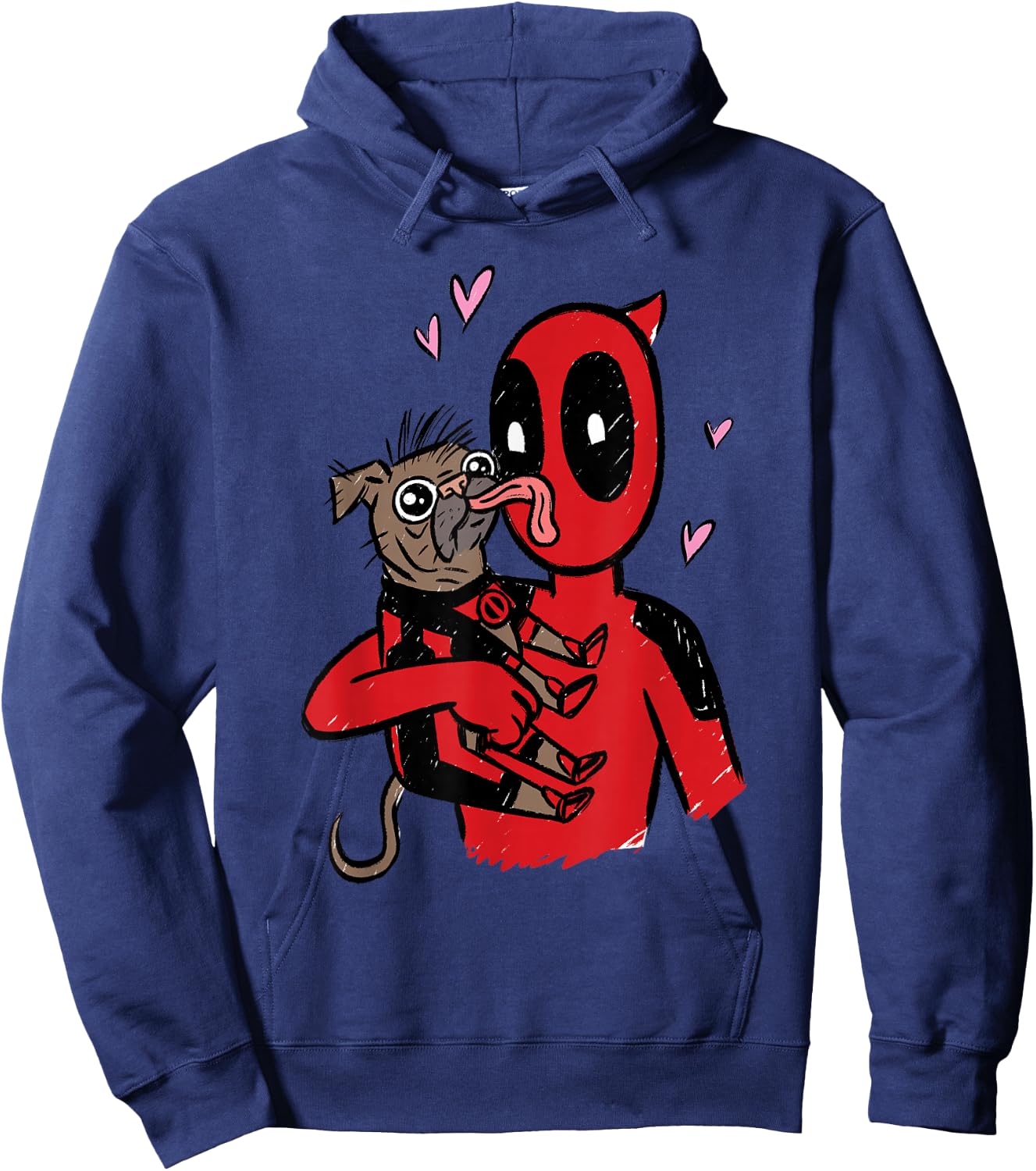 Marvel Deadpool & Wolverine Dogpool Doggy Kisses Doodle Hoodie - Hoodie | Navy