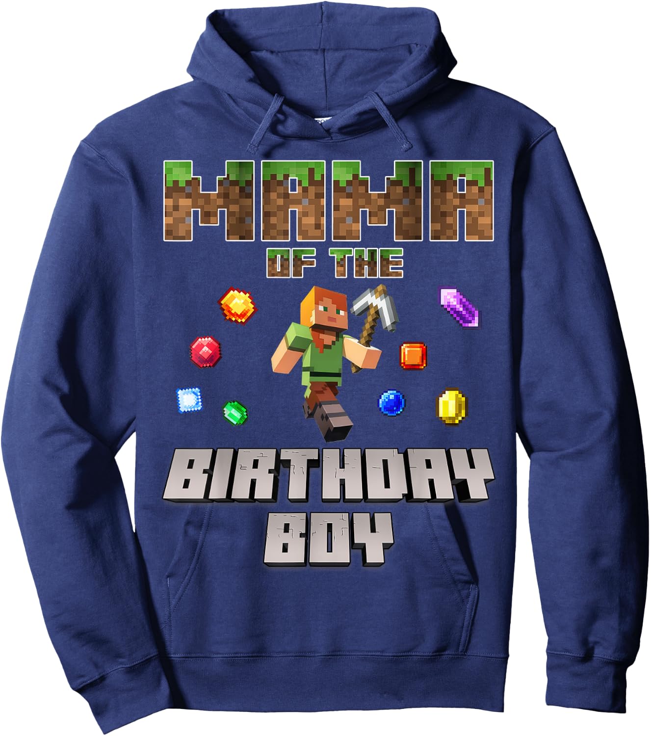 Mama Of The Birthday Boy Video Gamer Pixel Number Hoodie - Hoodie | Navy