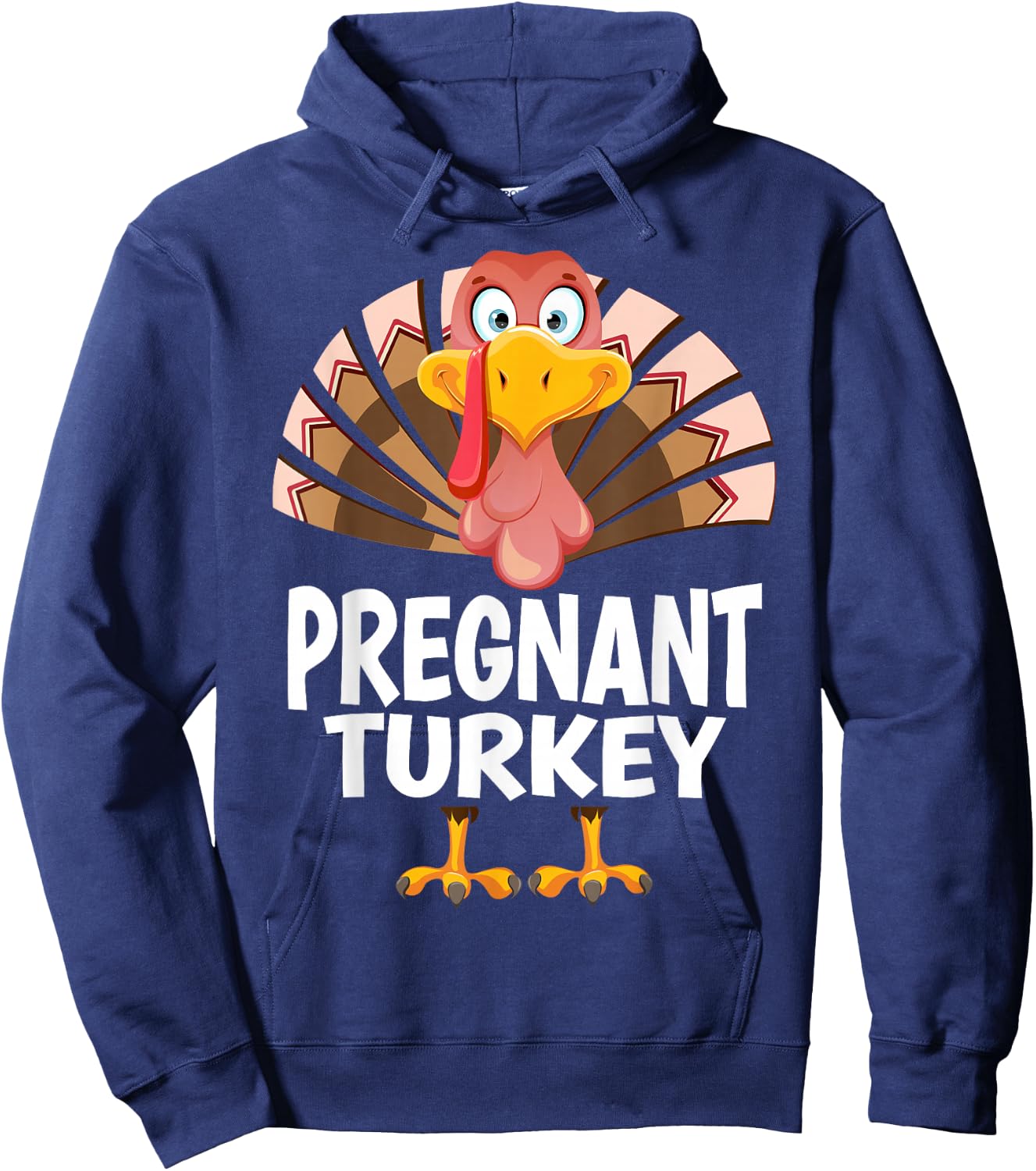 Thanksgiving Pregnant Turkey Matching Pajama Hoodie - Hoodie | Navy
