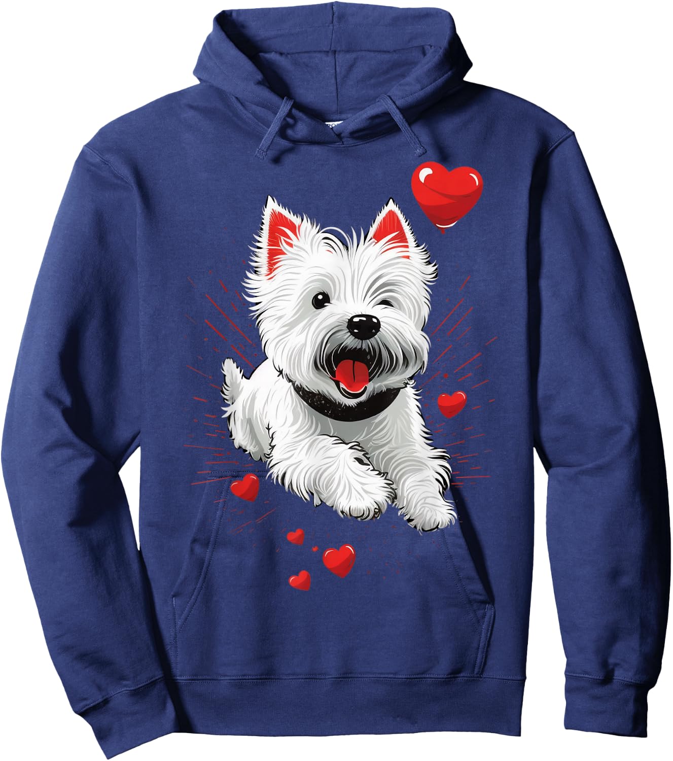 Westie Love Heart on West Highland White Terrier Lover Hoodie - Hoodie | Navy