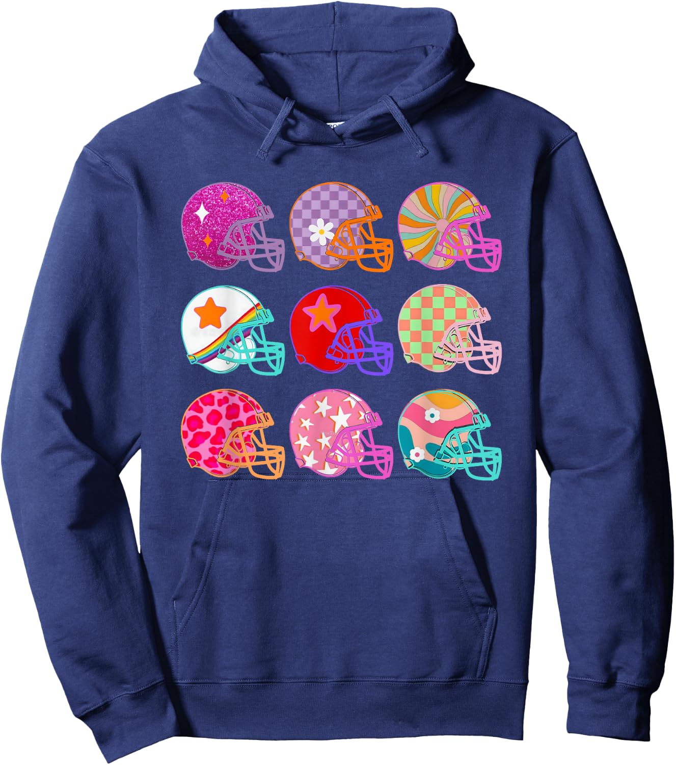 Football Hat Colorful Football For Football Players Hoodie - Hoodie | Navy