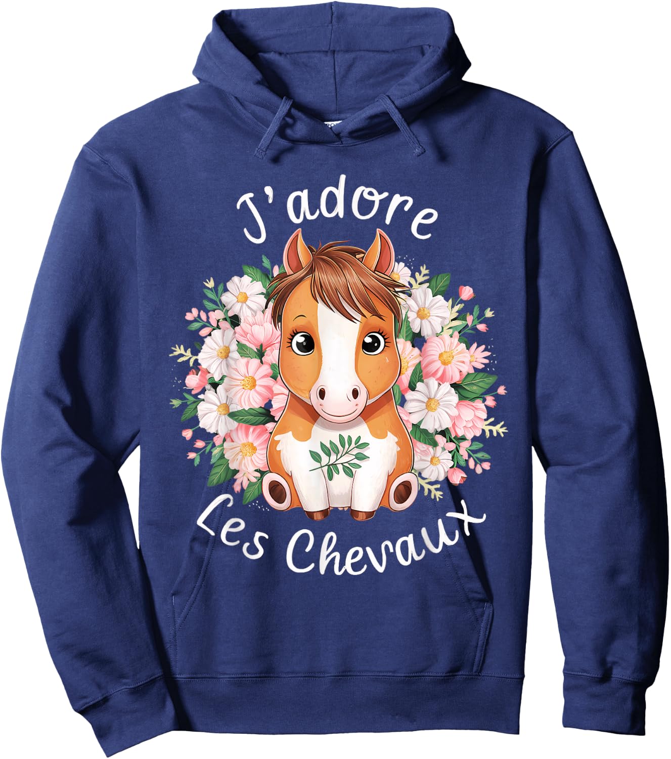 Horse Riding Accessories Girls Kawaii Flowers Rider , Black, S Hoodie - Hoodie | Navy