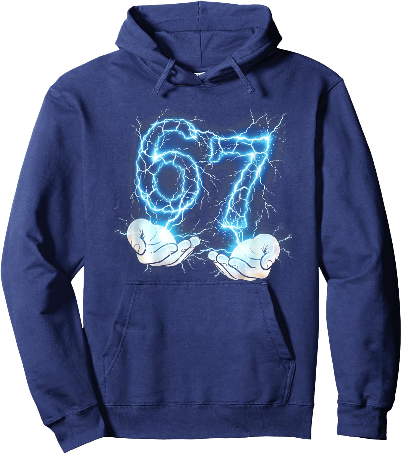 Funny Girls Boys 6 7 Lightening Meme Six Seven 67 Hands Hoodie - Hoodie | Navy