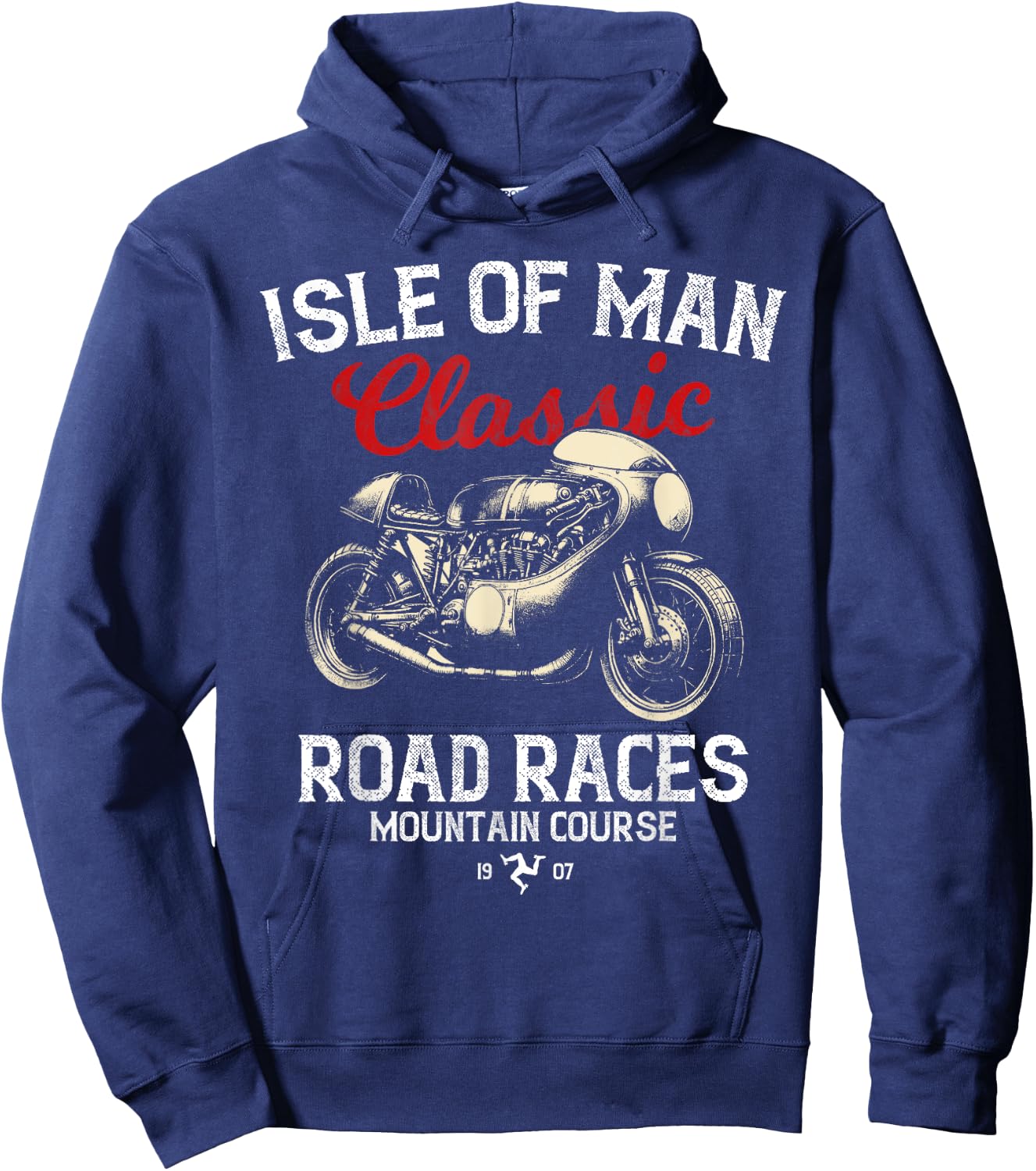 Retro Isle of Man TT Races Vintage Motorcycle Race , black Hoodie - Hoodie | Navy