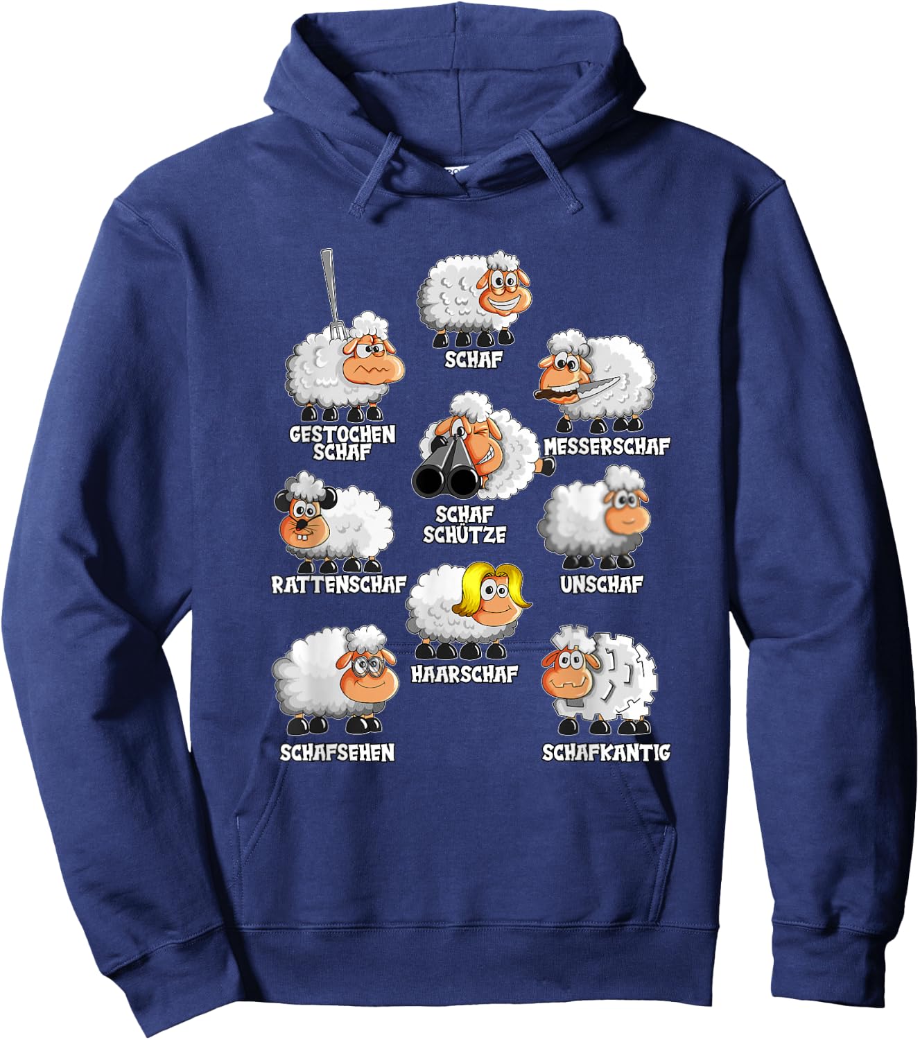 Funny Sheep Knife Sheep Rat Sheep , black, s Hoodie - Hoodie | Navy