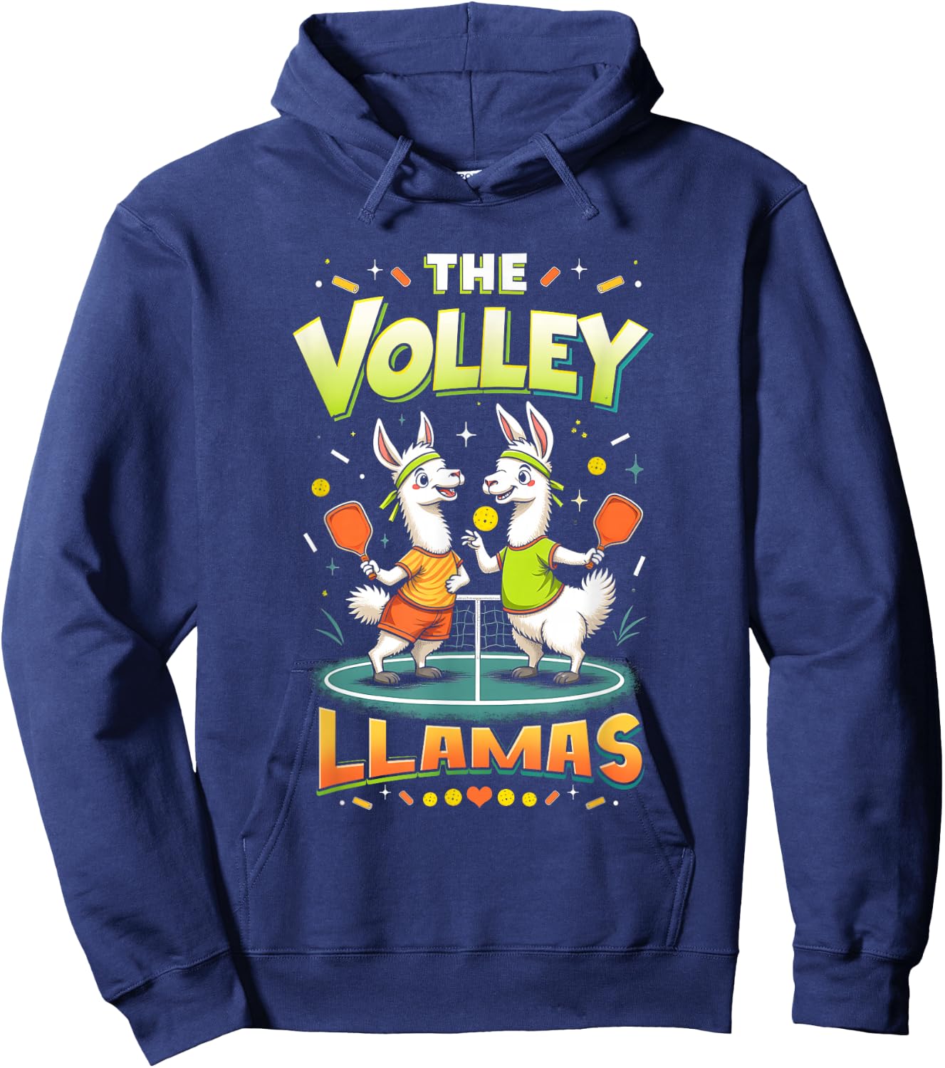 Funny Llamas Play Pickleball The Volley Llamas Paddle Court Hoodie - Hoodie | Navy