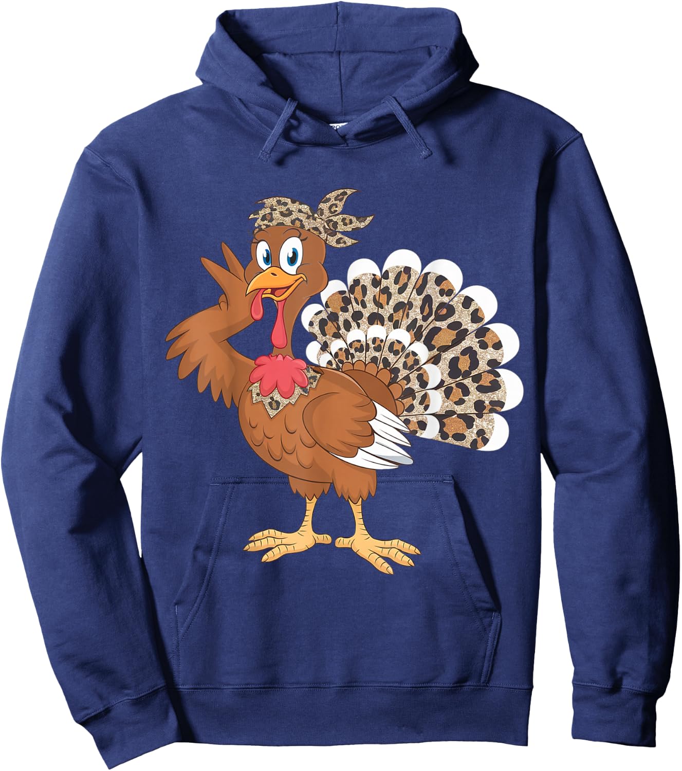 Thanksgiving Turkey Women Girl Leopard Autumn Fall Season Hoodie - Hoodie | Navy