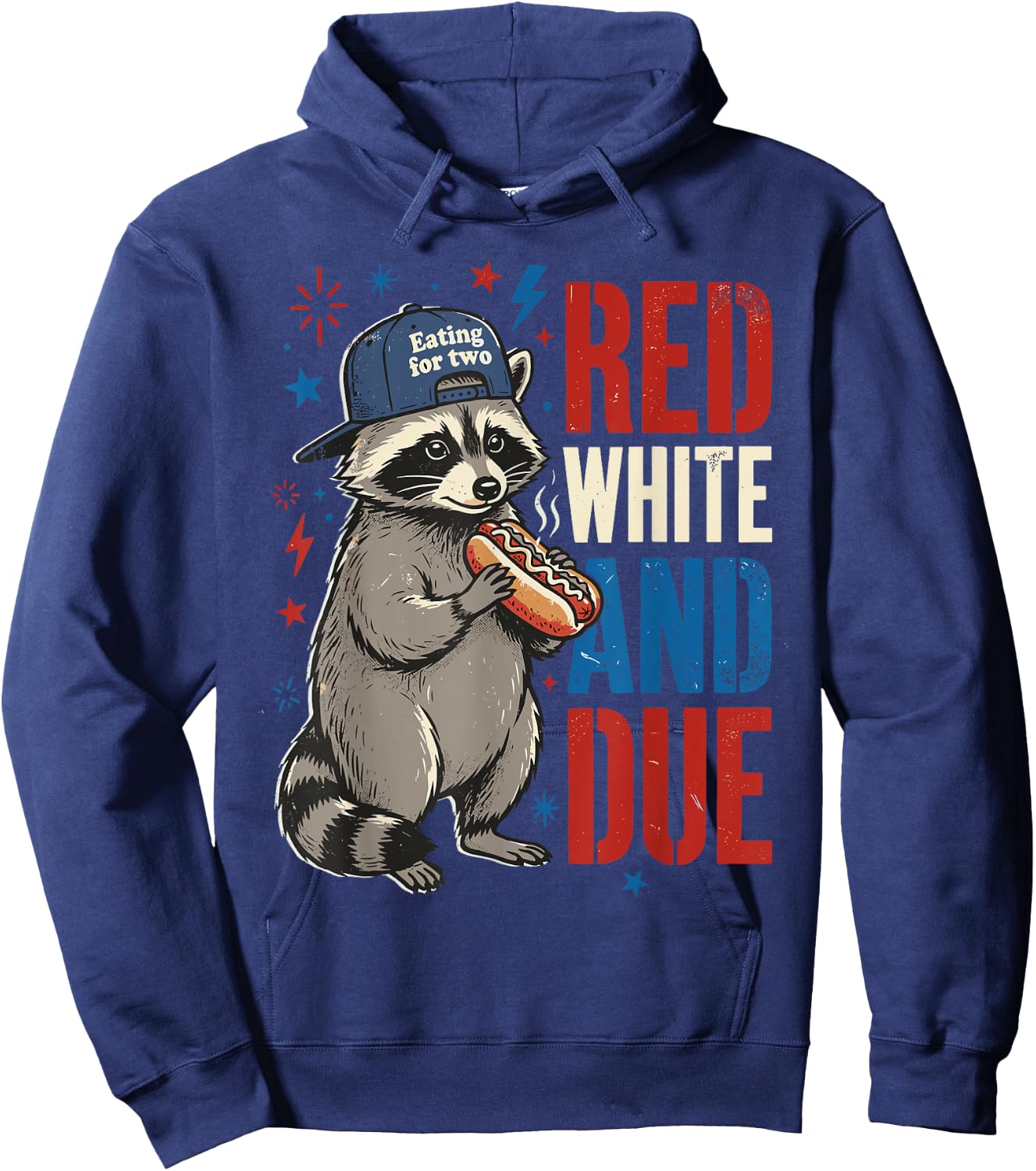 Red White and Due 4th of July Pregnancy Announcement Raccoon Hoodie - Hoodie | Navy