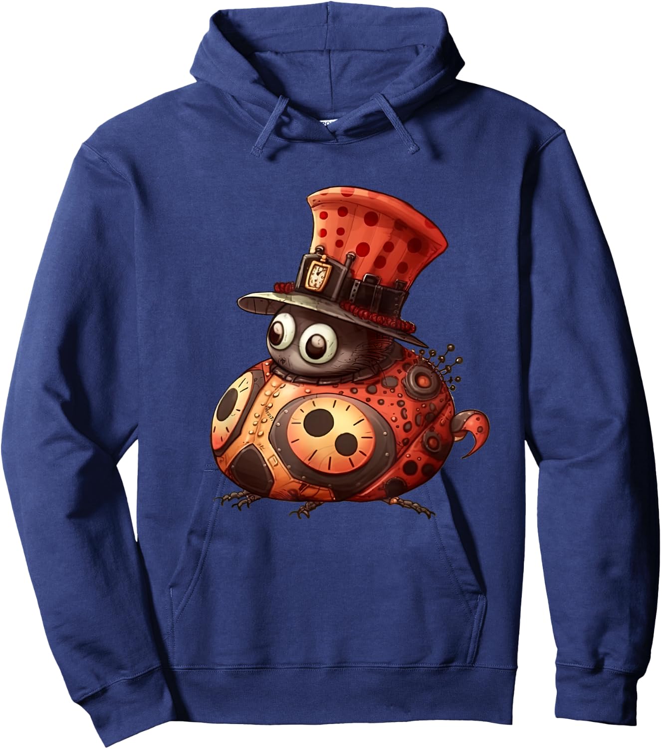Ladybug in steampunk mechanical gear, vibrant Ladybug Hoodie - Hoodie | Navy