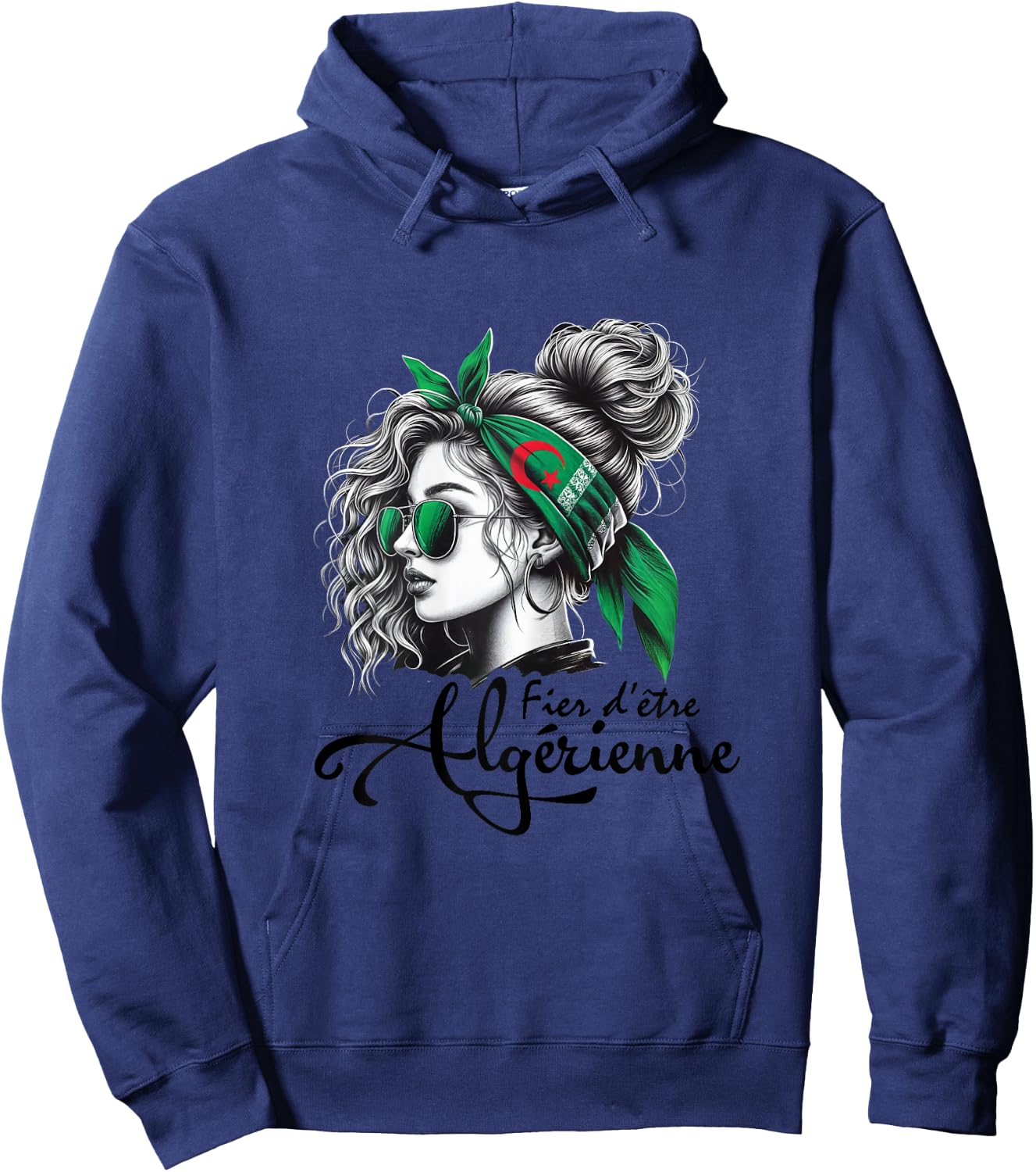 Proud to be Algerian Woman Girl Gift Algerian Flag , white, Female X-Small Hoodie - Hoodie | Navy