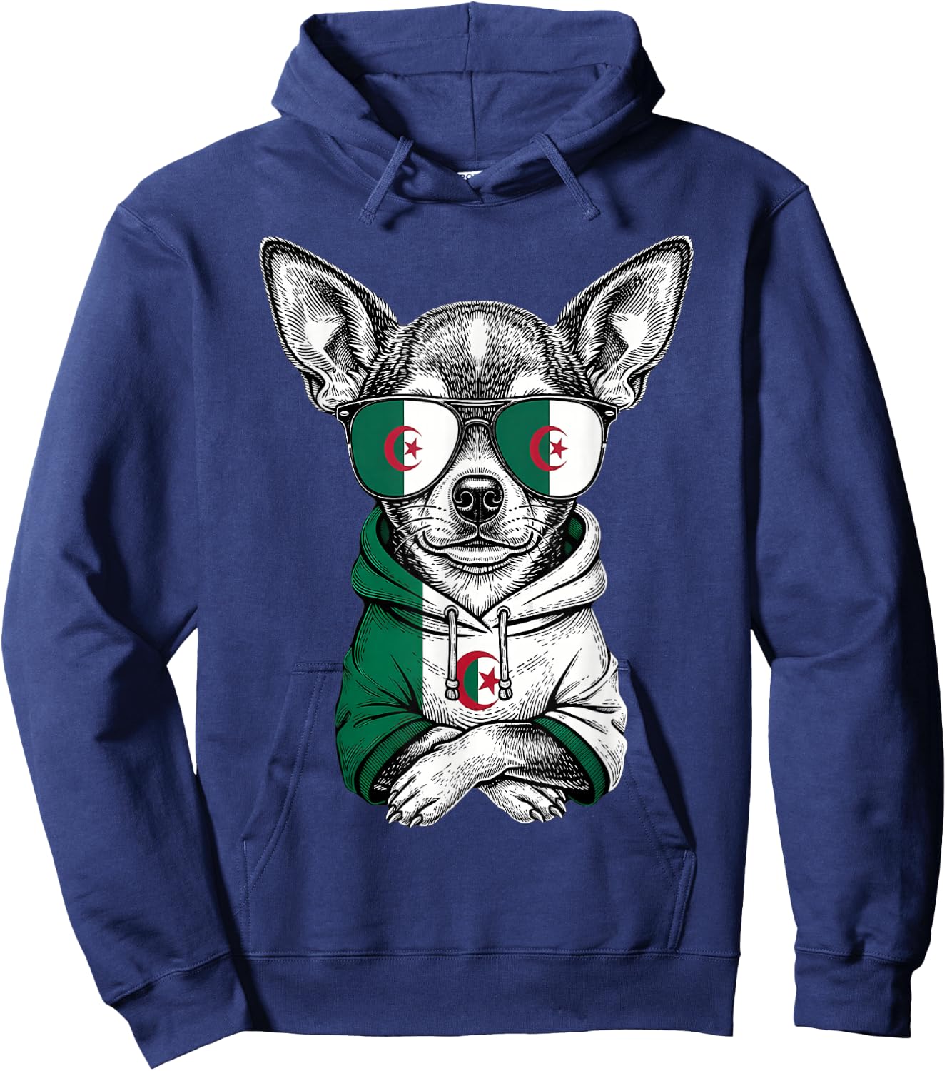 Algeria Roots Dog Algerian Flag Hoodie - Hoodie | Navy