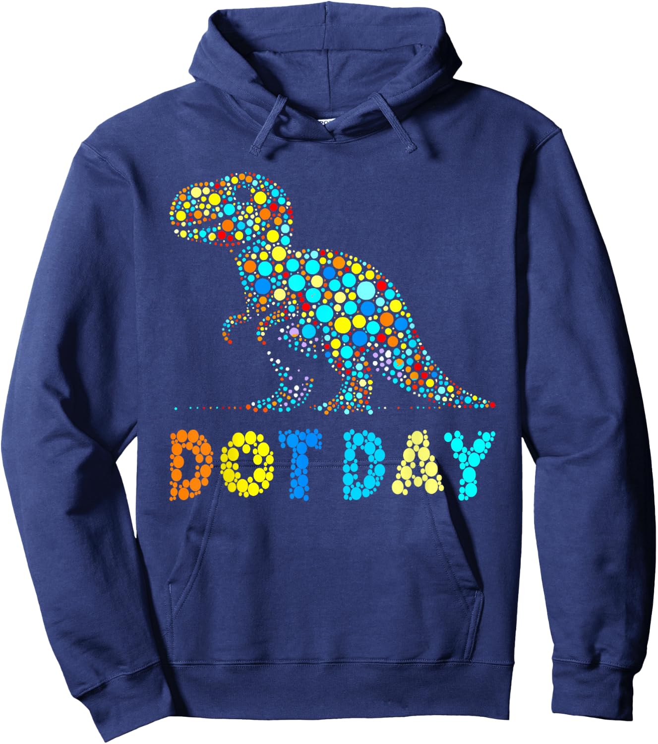 Happy Dot Day 2024 Dino Dinosaur Graphic Kids Teachers Hoodie - Hoodie | Navy