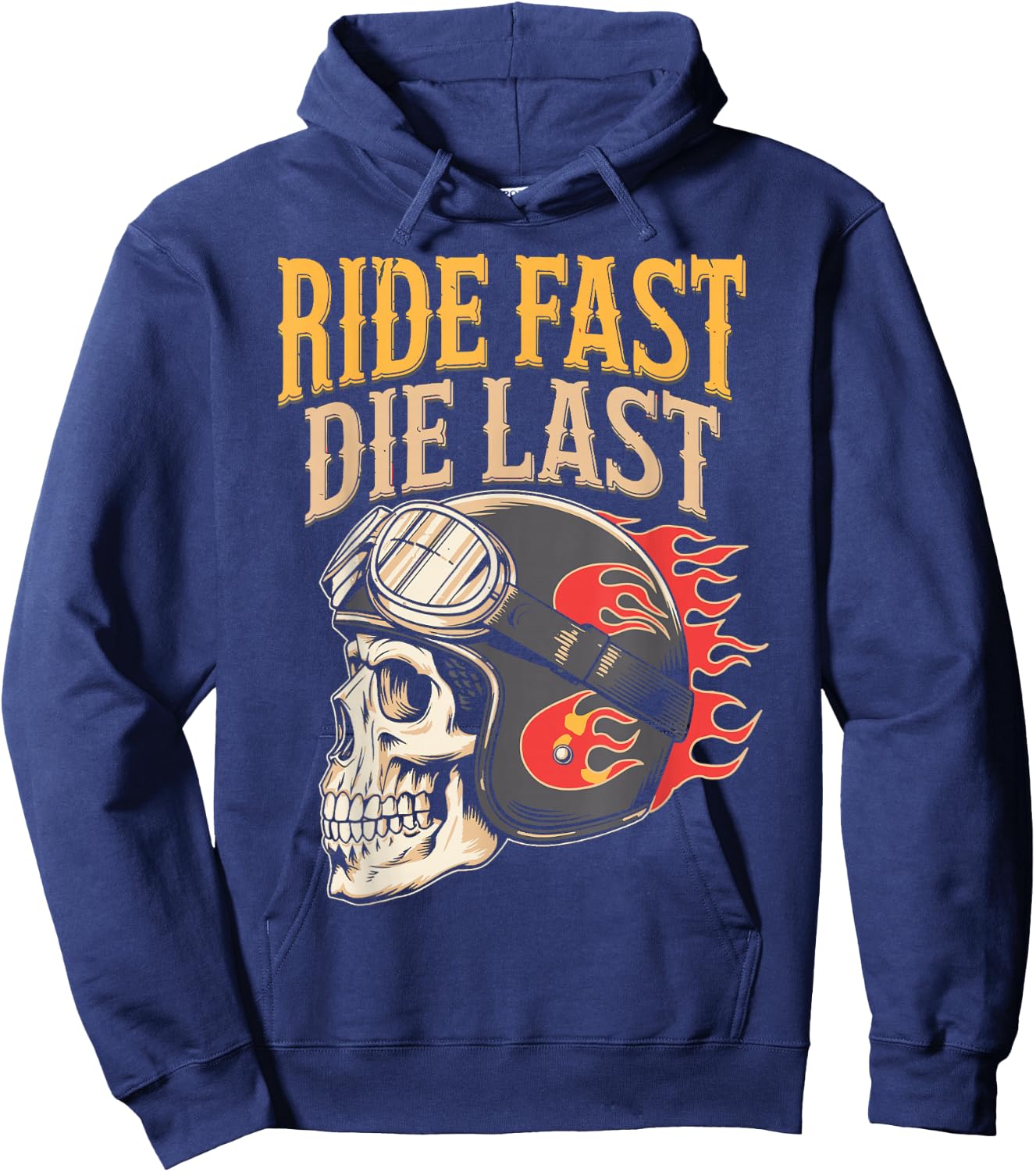 Ride Fast Die Last Winged Skull Design Hoodie - Hoodie | Navy