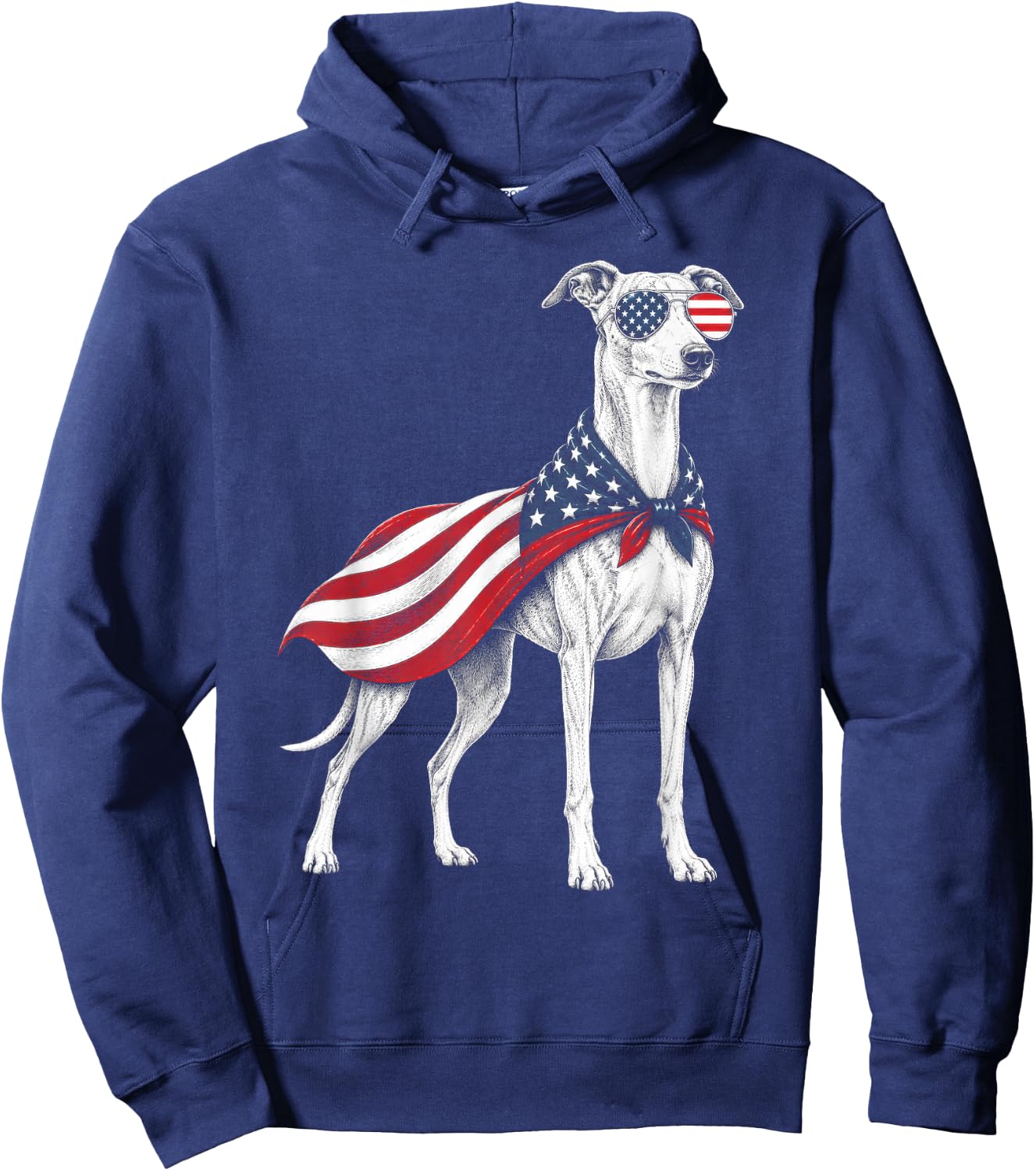 Whippet 4th of July US American Flag Dog Patriotic Hoodie - Hoodie | Navy