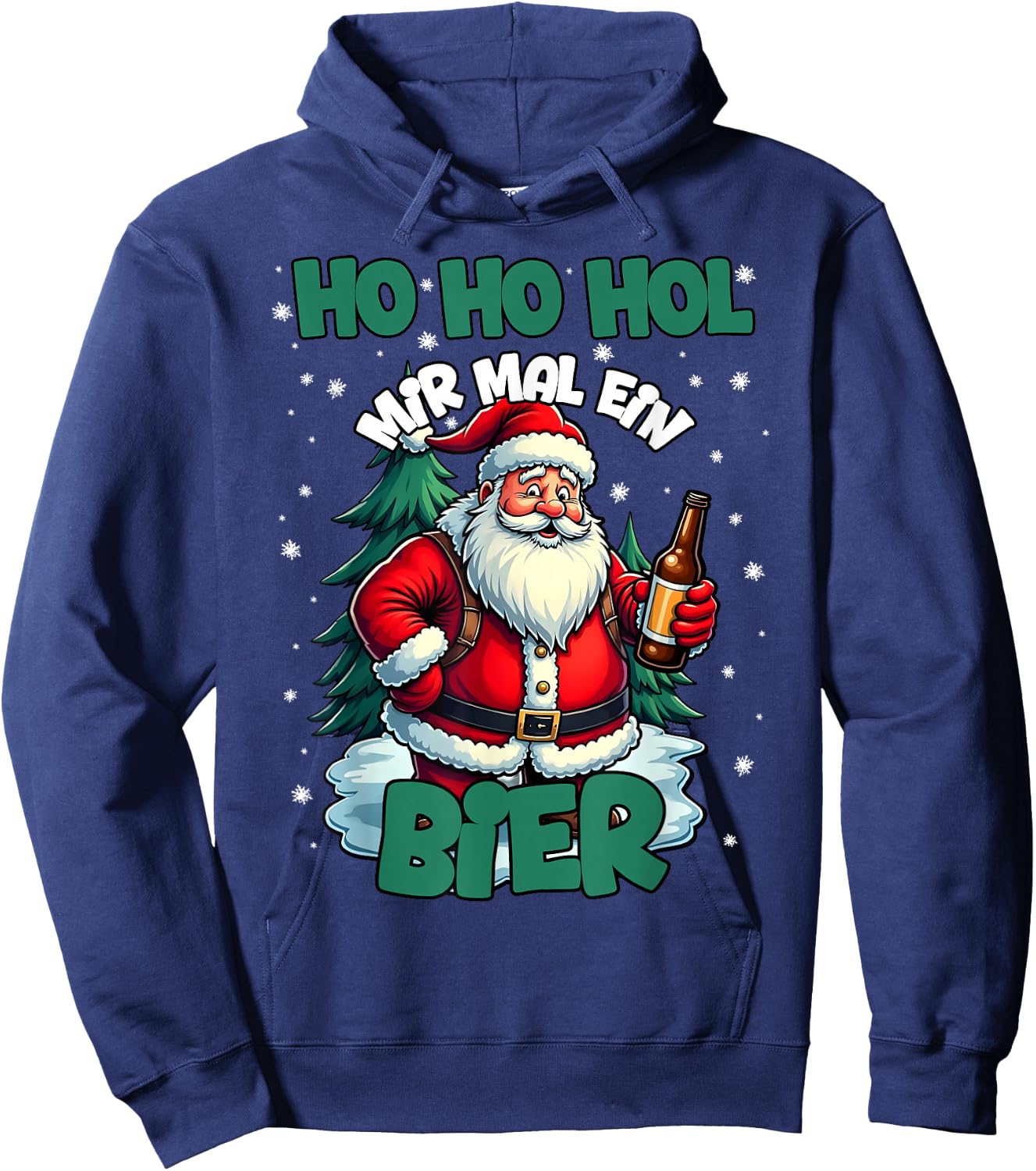 Funny Saying Ho Ho Hol Mir Mal Ein Bier Ugly Christmas , black Hoodie - Hoodie | Navy