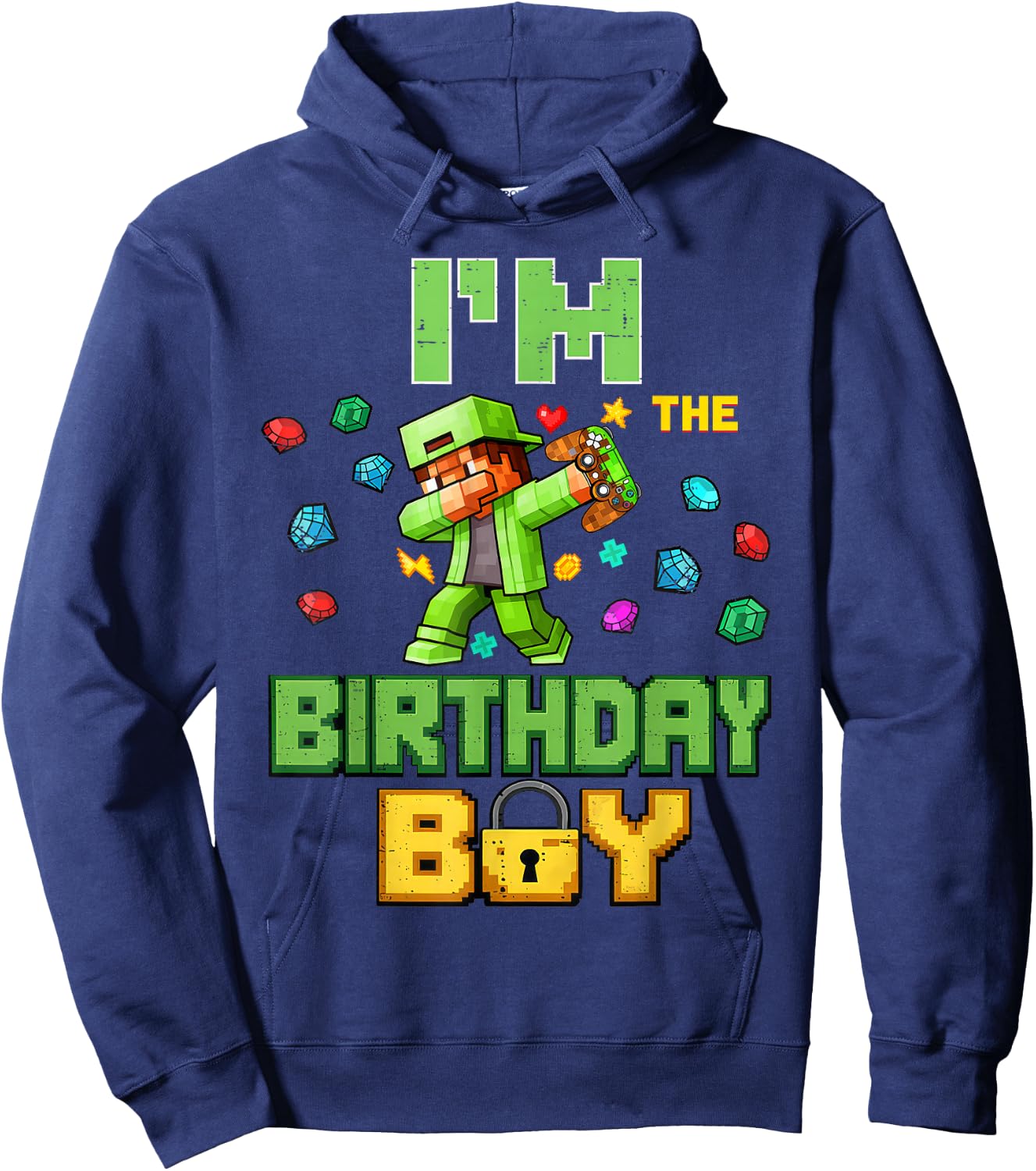 Im The Birthday Boy Video Gamer Pixel Dab Number for Kids Hoodie - Hoodie | Navy