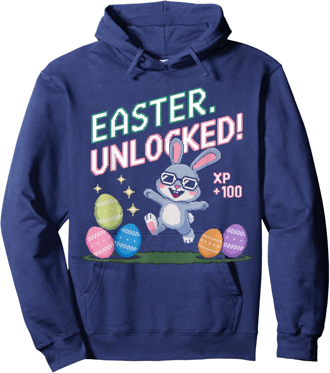 Easter Shirts for Boys Kids Gaming Games Eggs Bunny Rabbit Hoodie - Hoodie | Navy