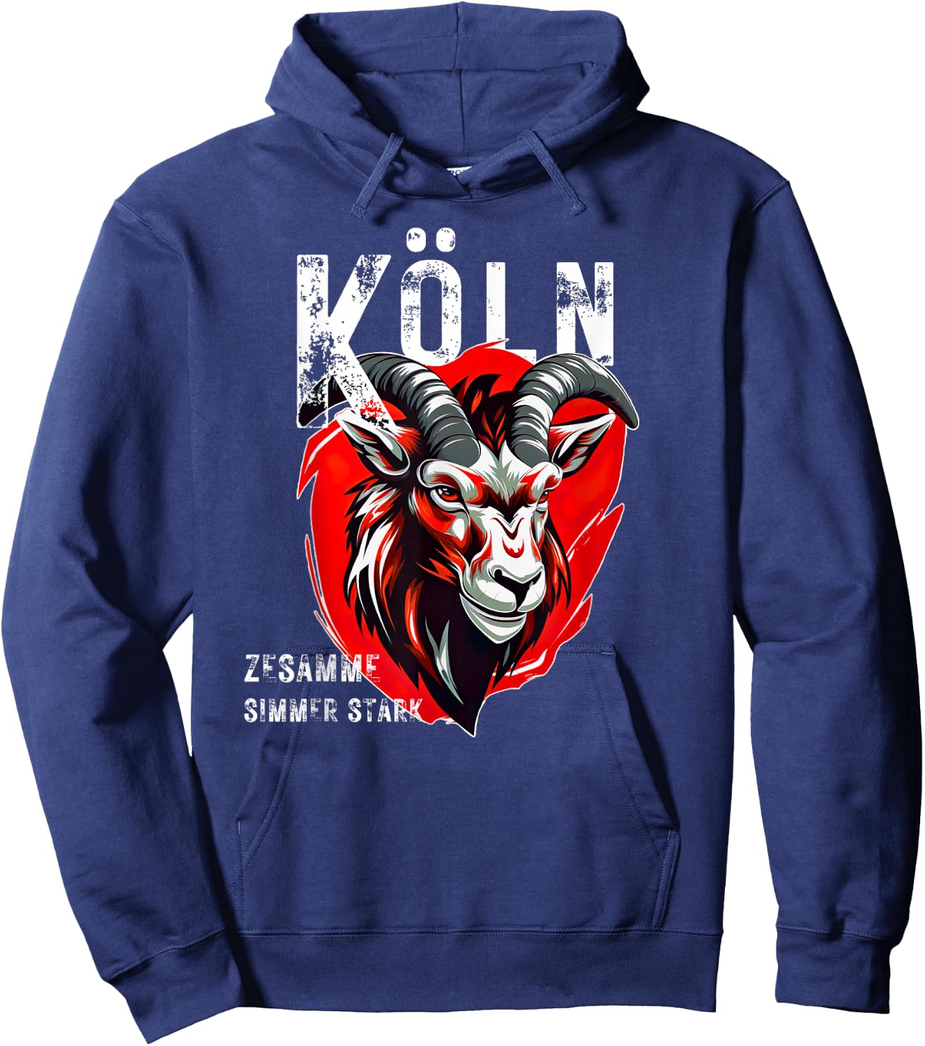 with German Text "Köln zesamme simmer stark" [German Language], black Hoodie - Hoodie | Navy
