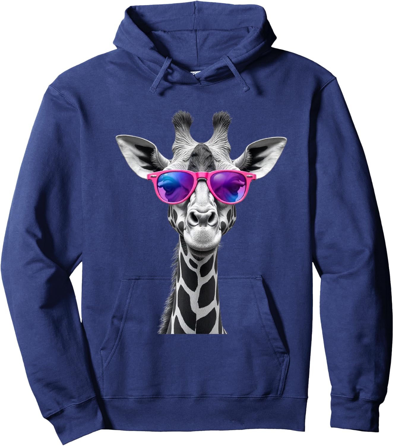Funny Giraffe Pattern - Giraffe with Glasses Hoodie - Hoodie | Navy
