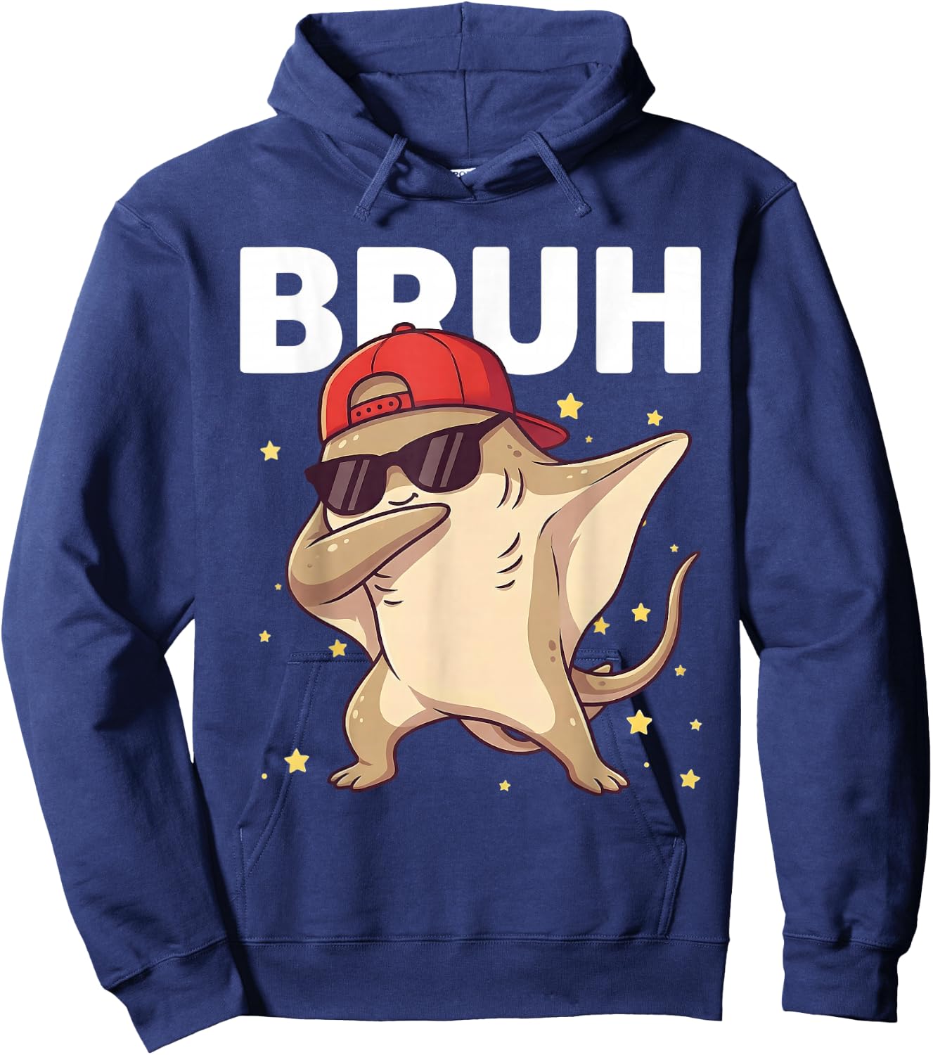 Bruh Funny Dabbing Stingray Kids Boys Ocean Animal Lover Hoodie - Hoodie | Navy