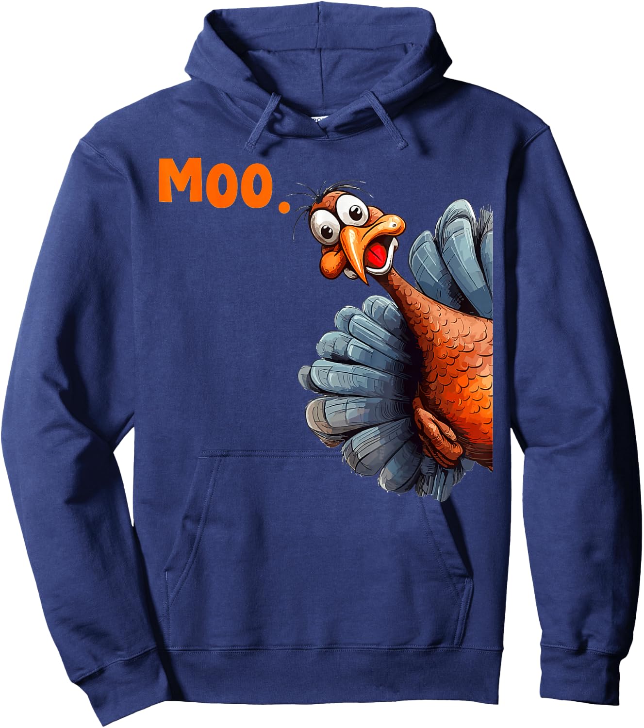 Thanksgiving Turkey Moo Hoodie - Hoodie | Navy
