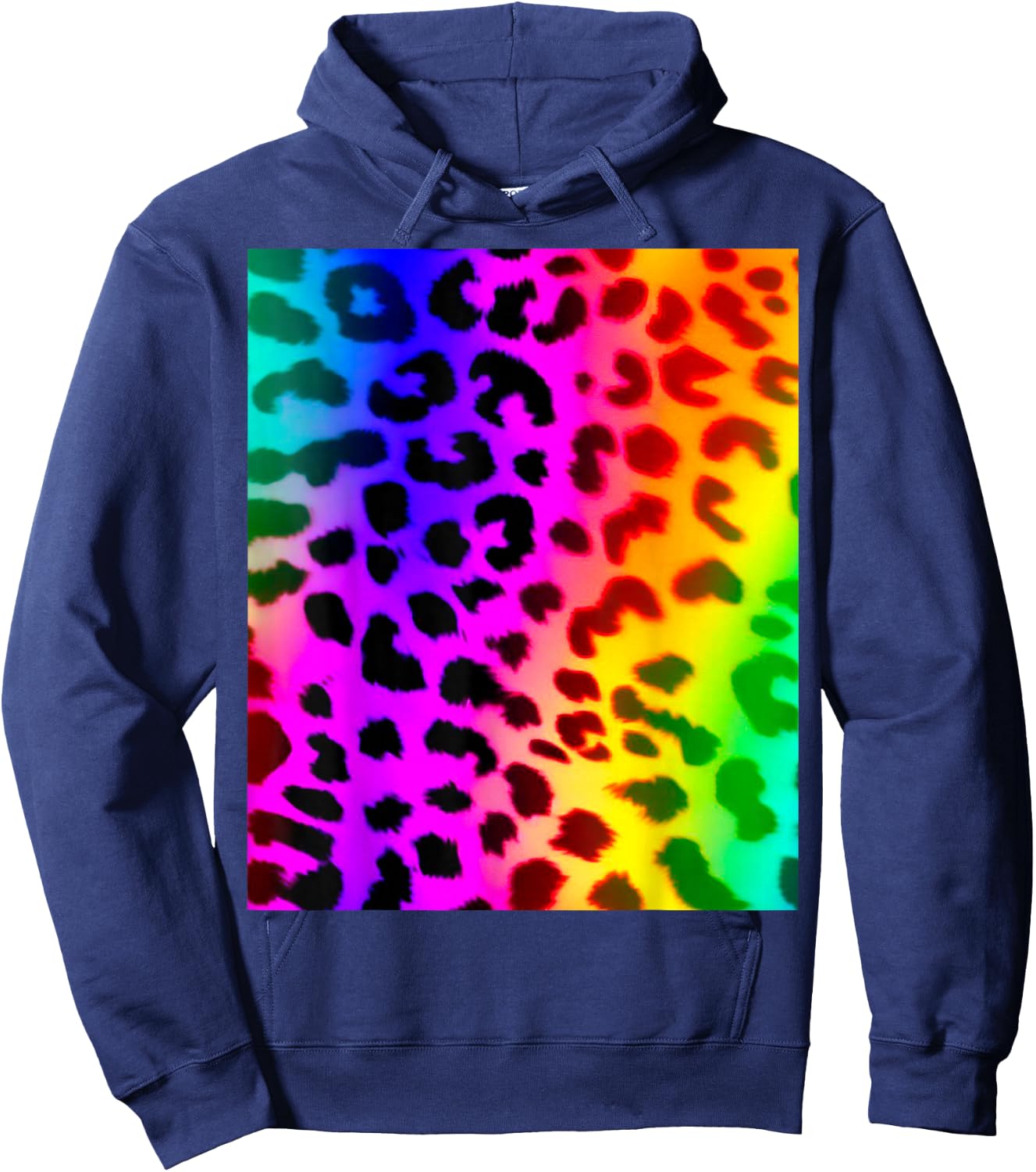 Rainbow Leopard Animal Print Hoodie - Hoodie | Navy