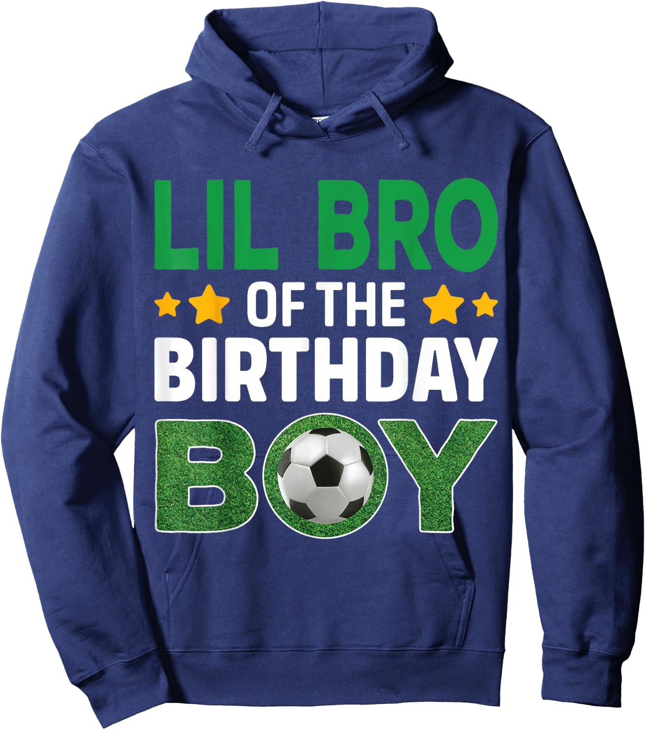Lil Bro Of The Birthday Boy Soccer Birthday Celebration Hoodie - Hoodie | Navy