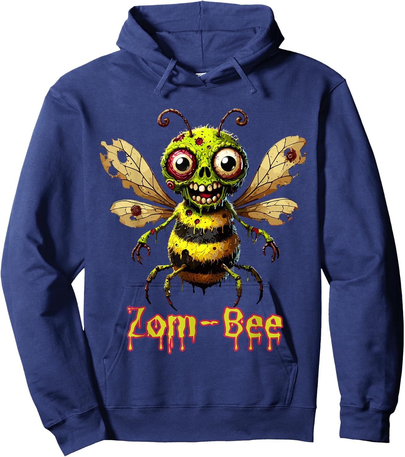 Zom-Bee Shirt Adorably Creepy Zombie Bee Cartoon Halloween Hoodie - Hoodie | Navy