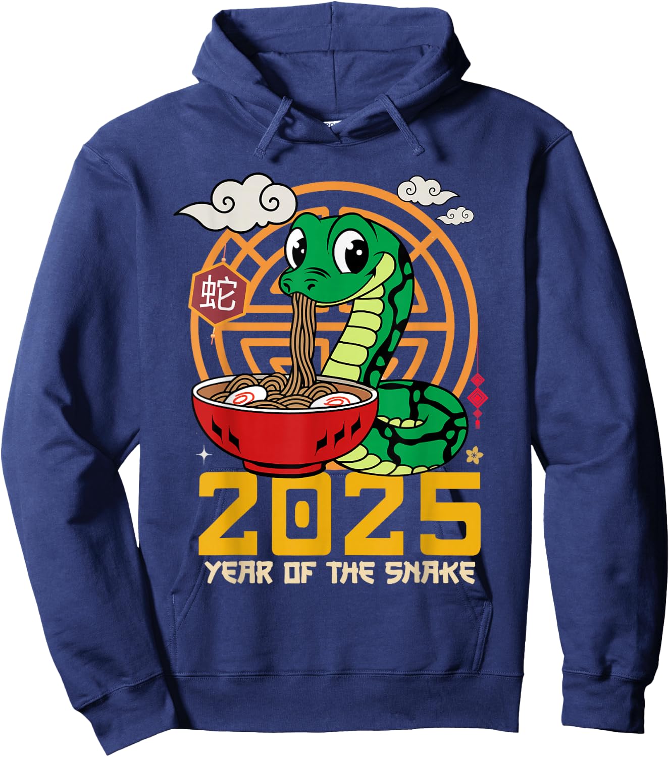 Cute Chinese New Year Of The Snake 2025 Noodles Ramen Kids Hoodie - Hoodie | Navy