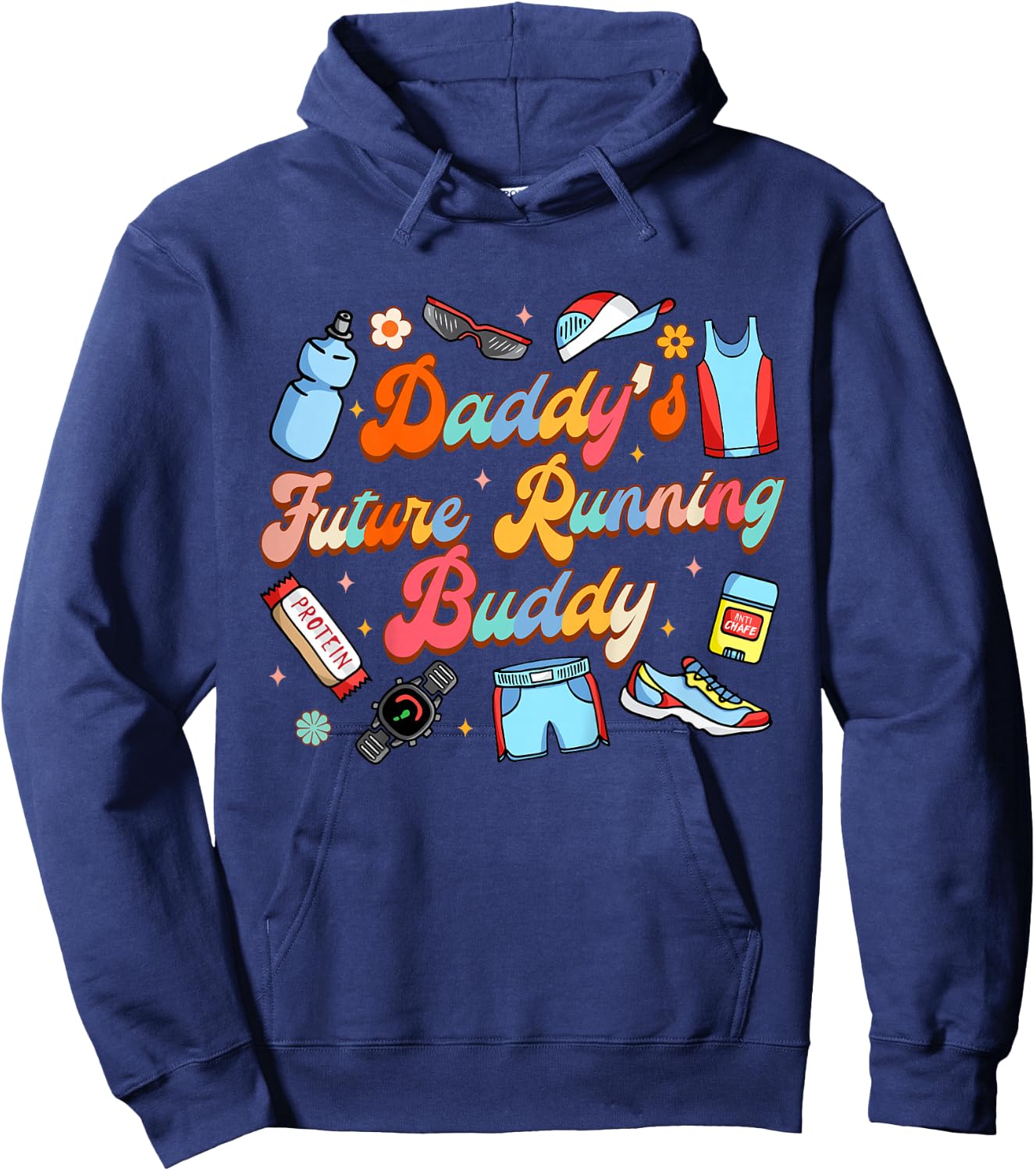 Runner Running Father’s Day Daddy's Future Running Buddy Hoodie - Hoodie | Navy