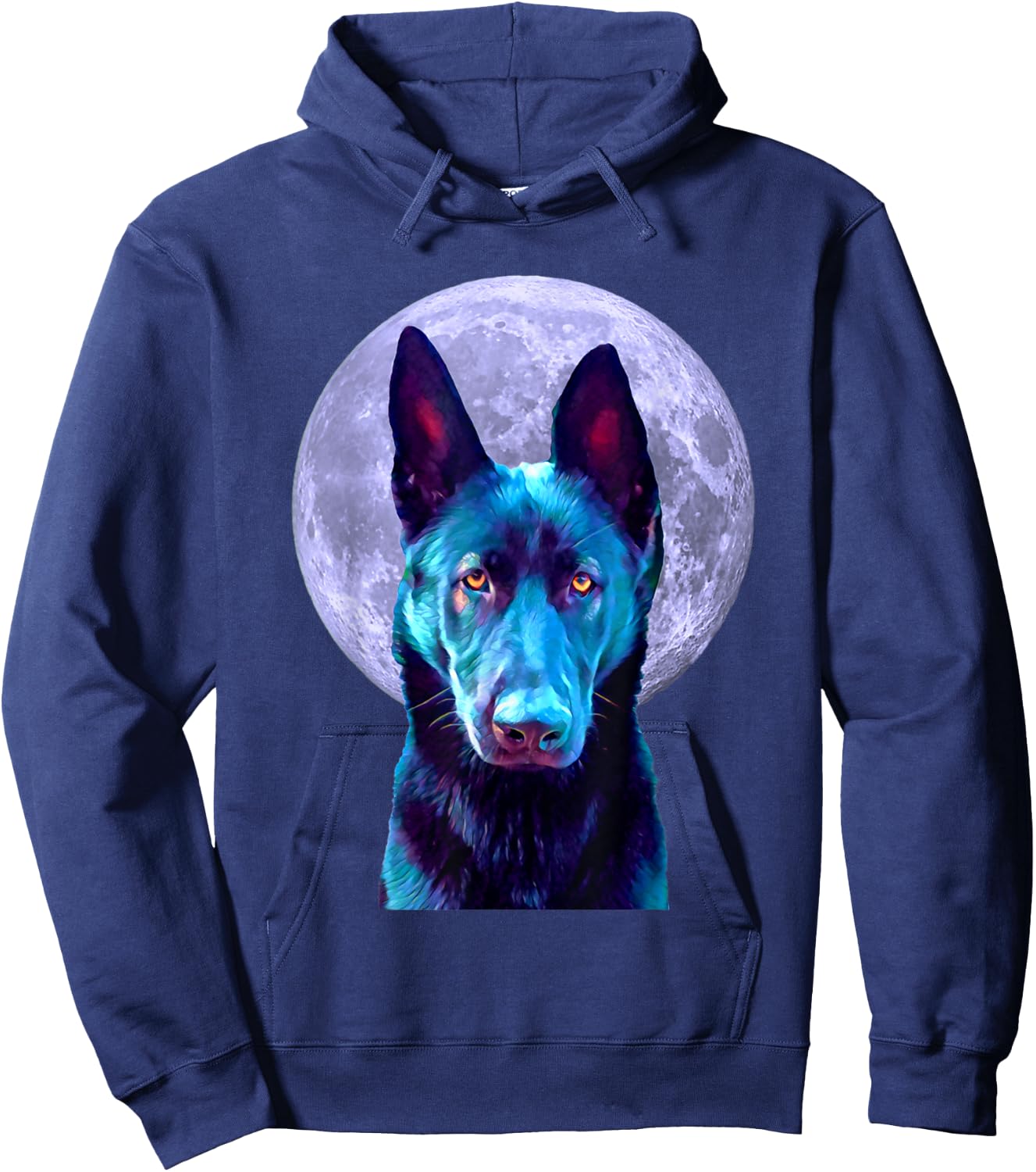 Black German Shepherd Moon: Dog Lovers, Owners, Moms, Dads Hoodie - Hoodie | Navy